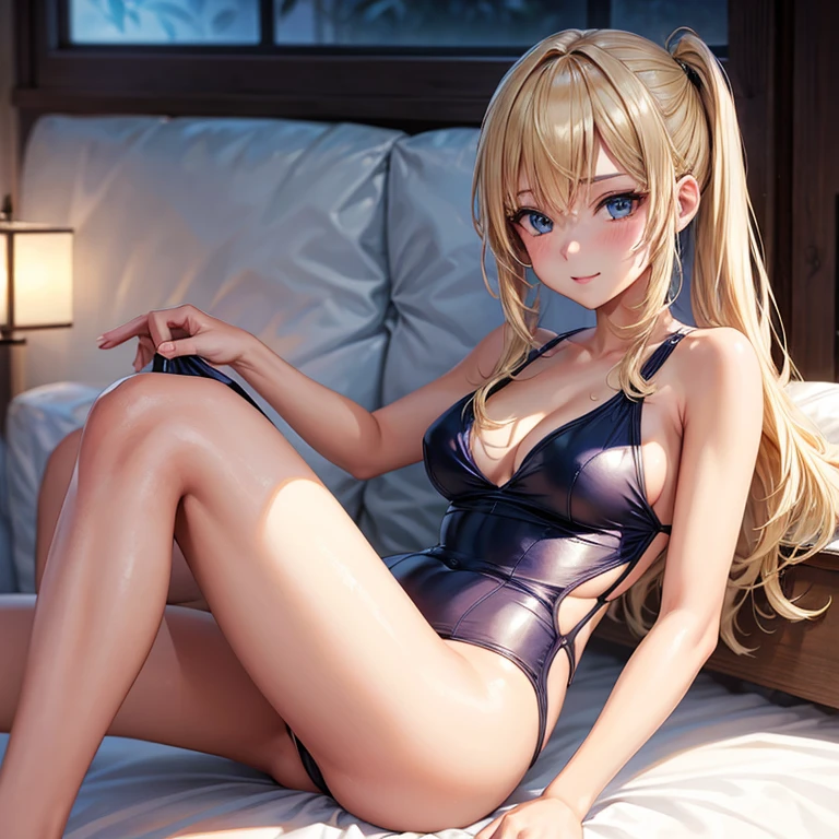Hot and sexy blond ager in a mini swimsuit