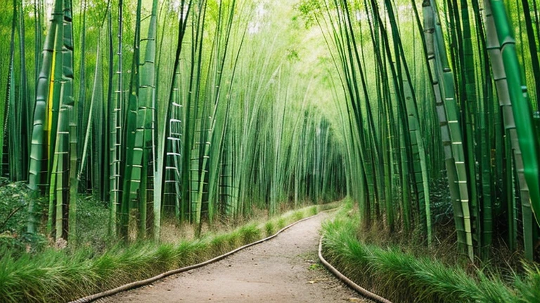 Lush green bamboo forest