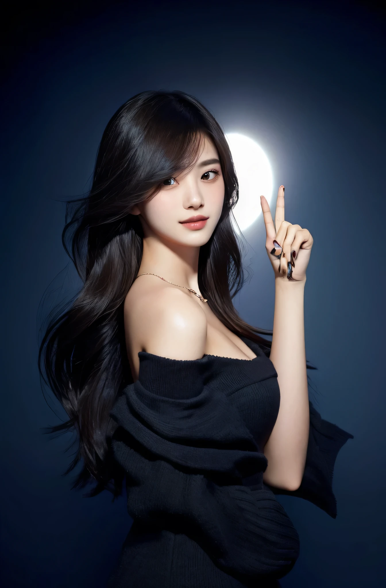 a girl with two fingers up