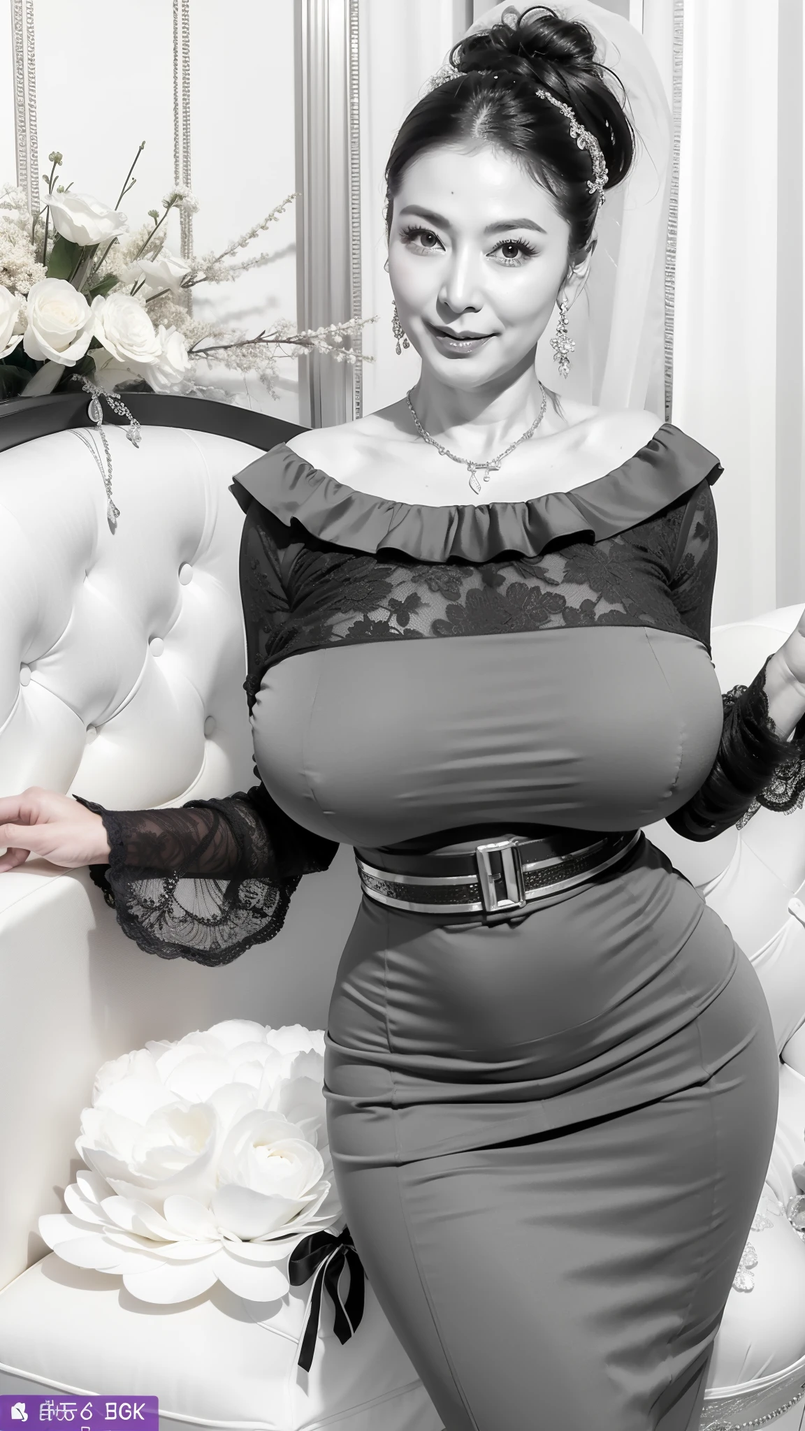 (highest quality,8k,masterpiece),Japanese Mature,50 years old,Huge ,Accentuate your cleavage,Glamour,Muchimuchi,