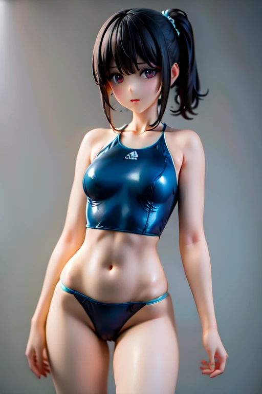 arafed asian woman in a blue swimsuit posing for a picture, wet swimsuit, is wearing a swimsuit, in retro swimsuit, swimsuit, wearing leotard, sparky swimsuit, cute girl wearing tank suit, elegant sleek smooth body, black swimsuit, gorgeous chinese model, bathing suit, young skinny gravure idol, photorealistic perfect body, mayuri shiina