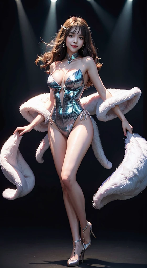 Disco lights glow,Your fluffy smile is lovely、Slender beauty、No sleeve、High leg、Cleavage