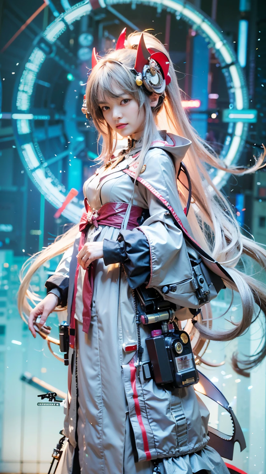 Masterpiece, (ultimate quality:1.2), 8k, Japanese woman in turtle-type powered suit, silver base with yellow and black accents, very beautiful face, mechanical, (mechanical bat wings), jet pack, hydraulic cylinder, power pipe, ultimately intricate details, full body shot, (ultimate photo Realistic:1.37), future metropolis at night, (Steampunk: 1.2), (Cyberpunk), Full body photo, Wide-angle shot