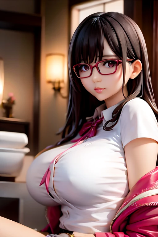 araffed asian woman with glasses laying on a bed, with glasses, spectacled, reluvy5213, thick glasses, sakimichan, sexy girl, with glasses on, Yoshitomo Nara, good young girl, sexy :8, 2263539546], shikamimi
