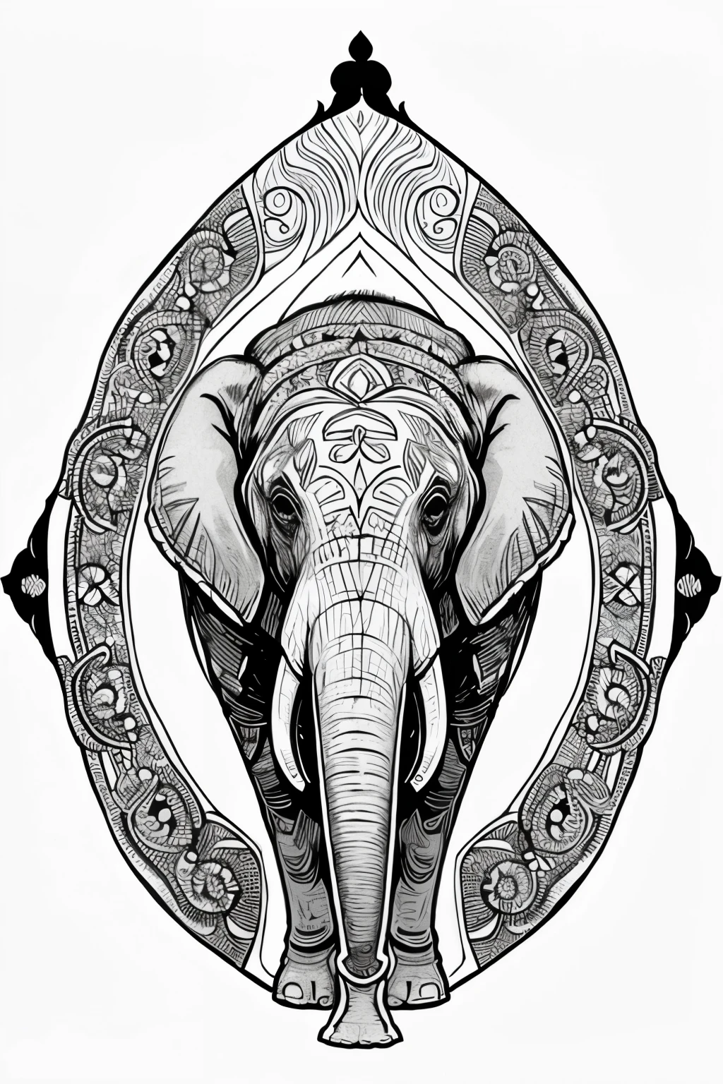 line art of a sri lankan elephant wearing for the dalada perahara