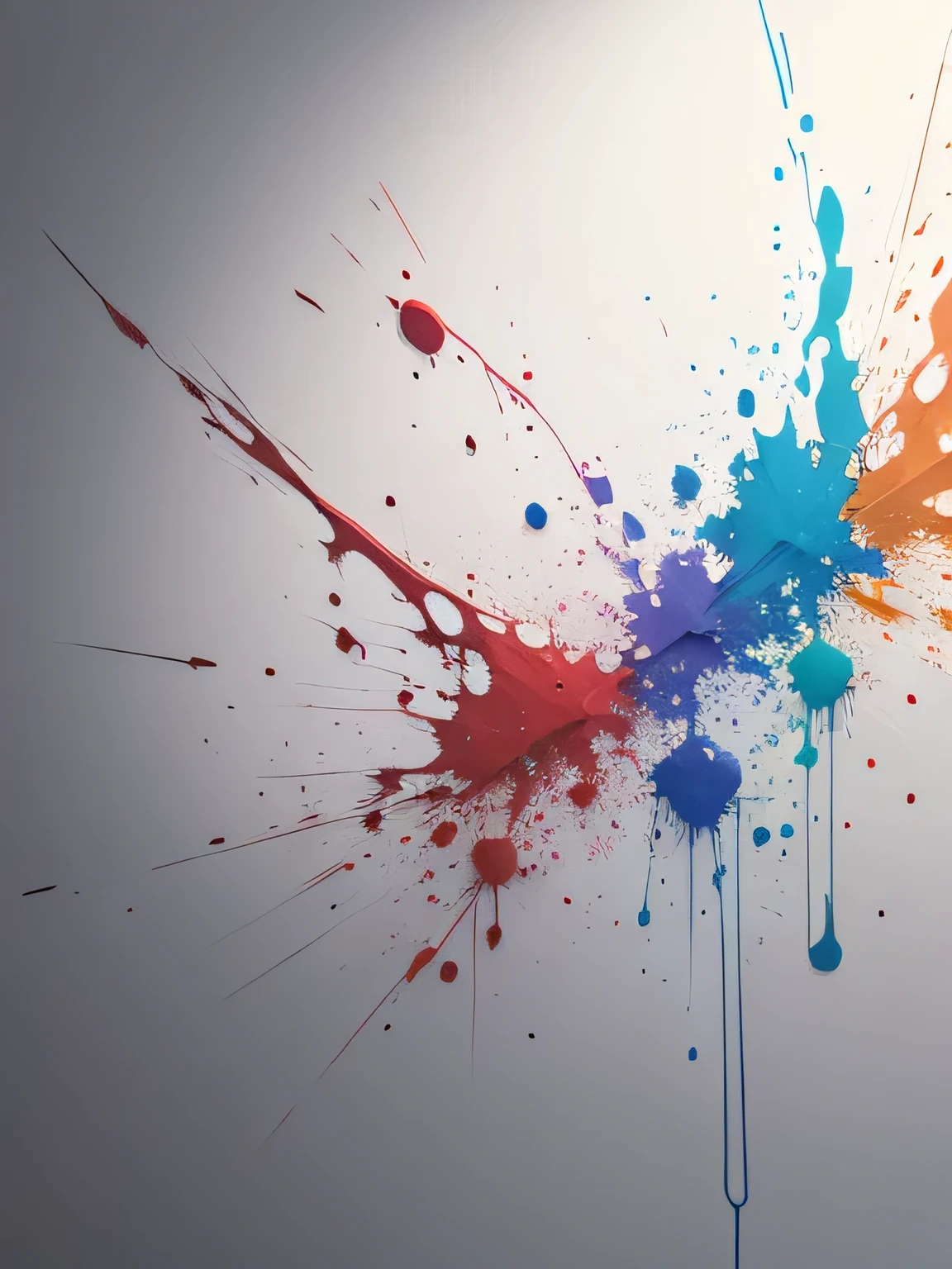 Only one paint exploding and spreading, white background, no human