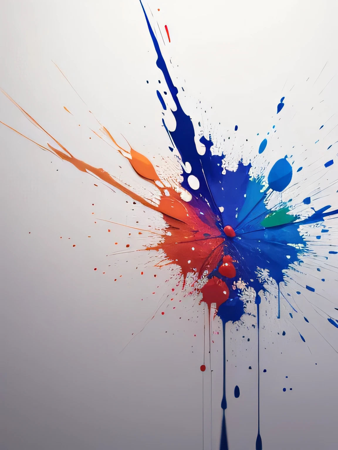 Only one paint exploding and spreading, true white background, no human