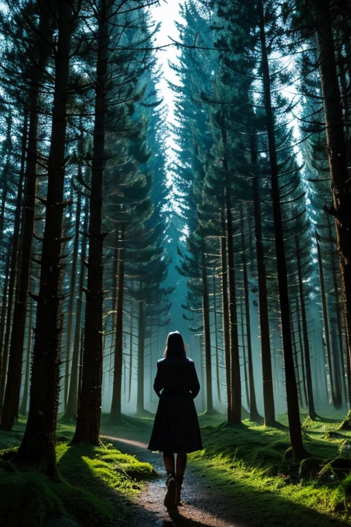 night mood, star, forest moon
