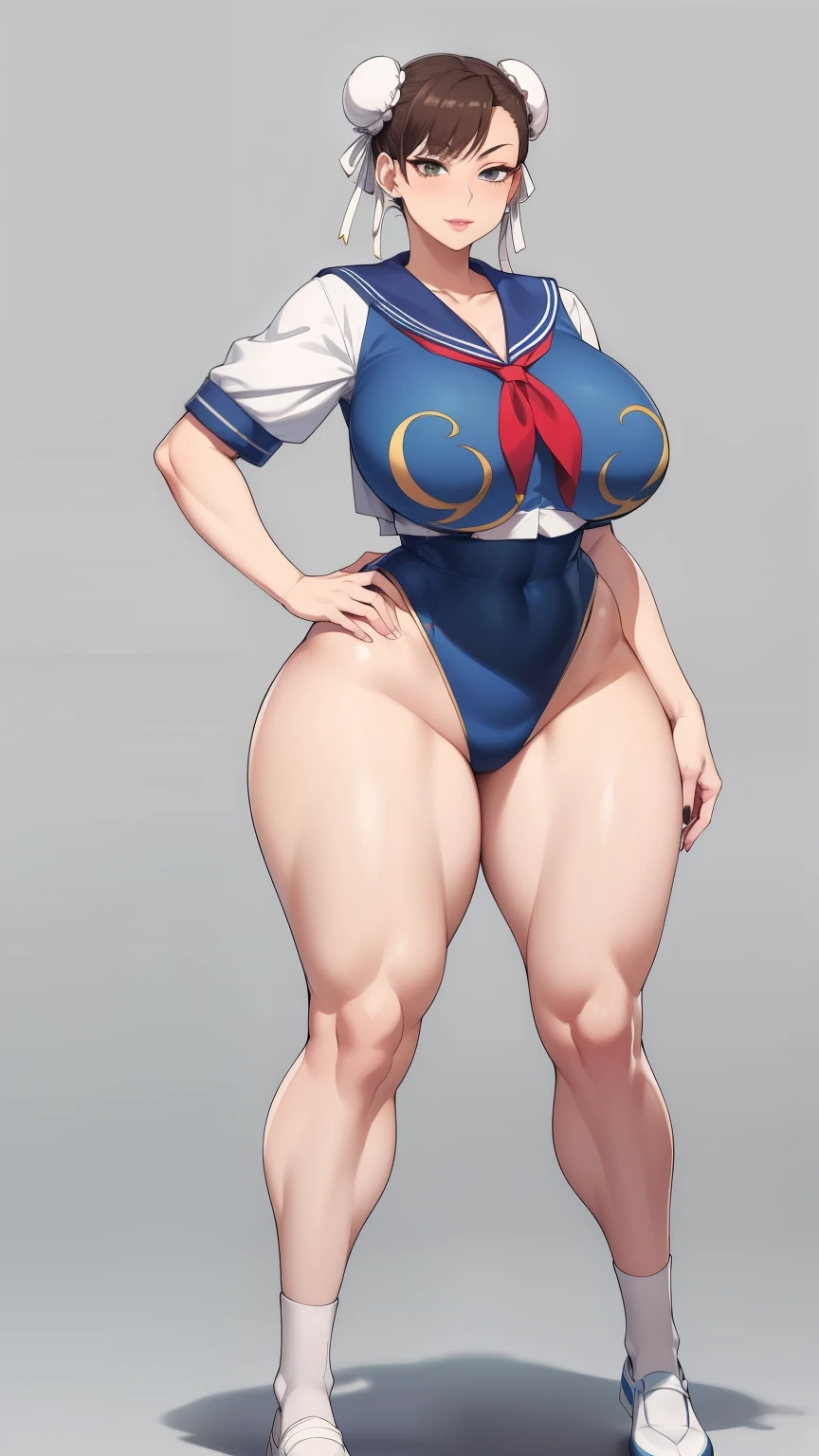 Large Breasts, Big Hips,Full Body Shot, Mature mother, Whipping the lower body, Plump thighs, ox, Seductive mature woman, Perfect body, Plus Size Model,high school girl,Sailor suit, The skirt is short,Mature woman wearing Sailor suit,Chunli