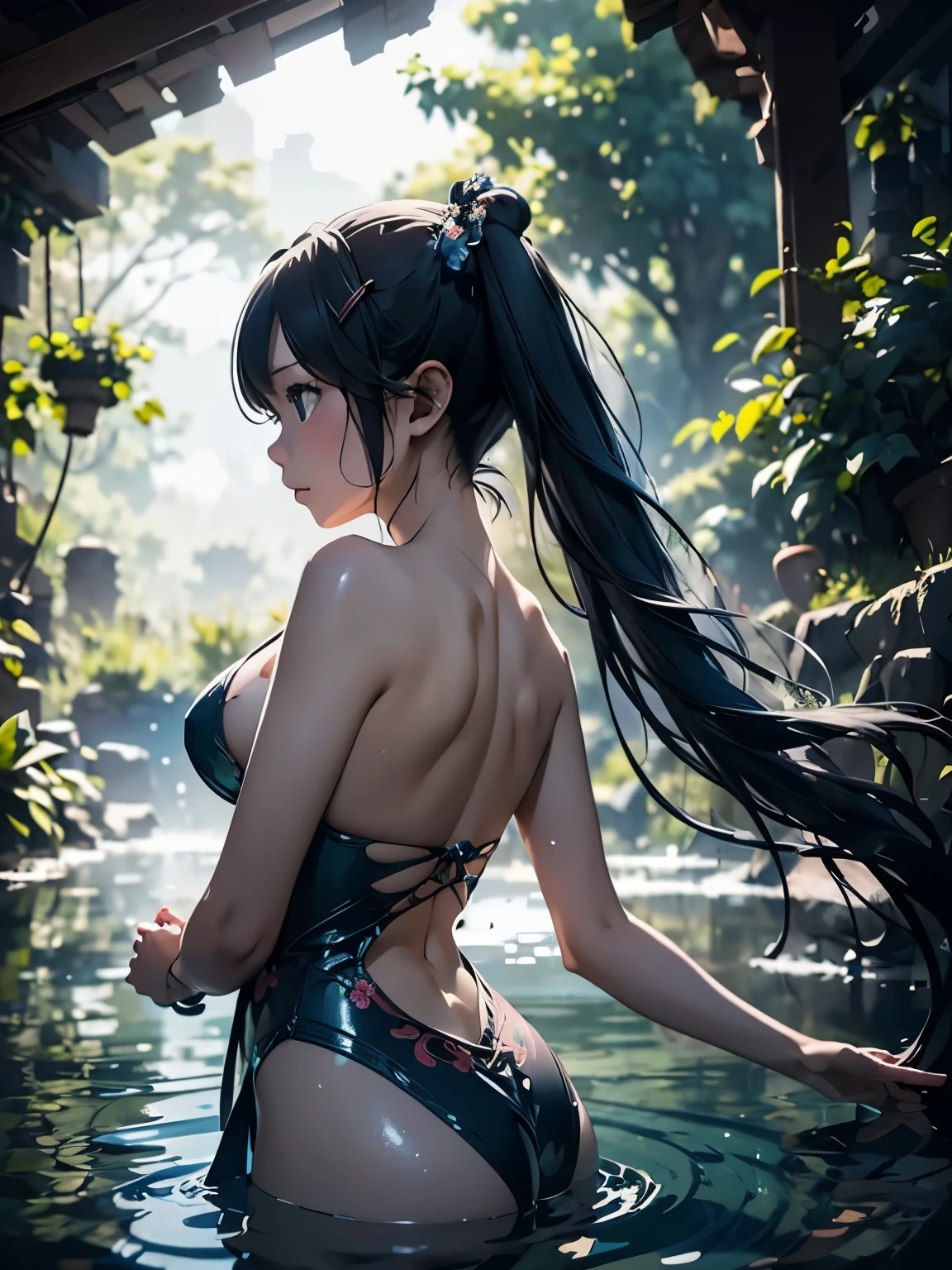 (masterpiece、highest quality、highest quality、Official Art、Beautiful and beautiful:1.2)、(One girl:1.3)Hatsune Miku、Twin tails,Beautiful breasts,Ultra-detailed artistic photography, Underwater portrait, dream-like, Shine, Light from the rear window causes backlighting, Shadow, Oil painting on canvas, Smooth, Hyper HD, 8k, Ultra-sharp focus, 精巧な芸術作品のmasterpiece, Flowing costumes, Very detailed, Vibrant, Production Movie Character Rendering, Super high quality model