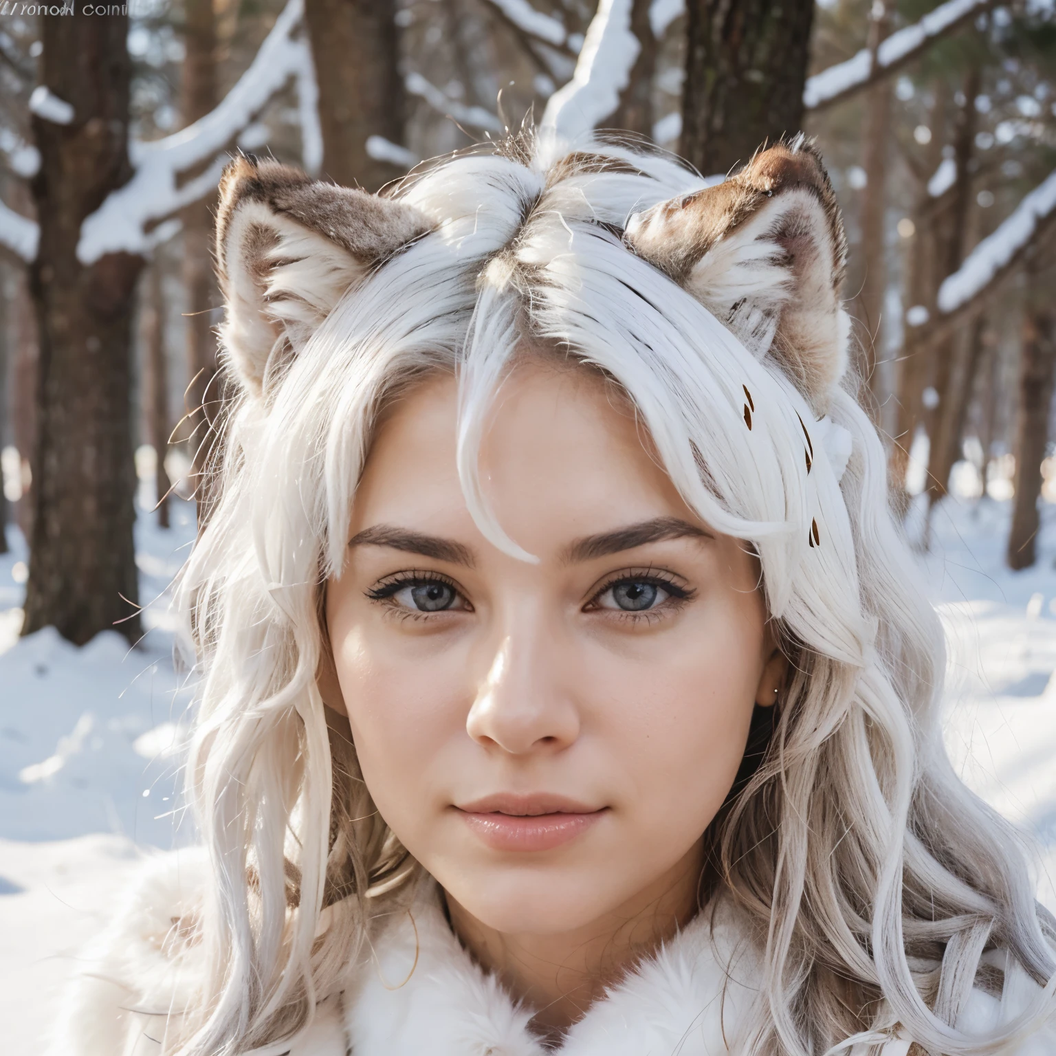 Female wolf with curly white fur