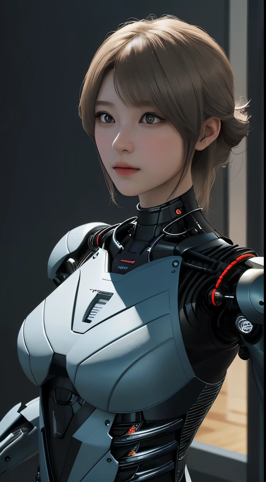Complex 3D rendering of ultra detailed beautiful porcelain profile woman robot face, , ic parts, 150 mm, Beautiful studio soft light, Rim Light, Vivid details, Luxury Cyberpunk, Lace, hyperPractical, Anatomical, Facial muscles, Cables and wires, Microchip, elegant, Beautiful background, Octane Rendering, H. R. Giger Style, 8k, best quality, masterpiece, illustration, extremely delicate and beautiful, Extremely detailed ,CG ,Unite ,wallpaper, (Practical, photo-Practical:1.37),Astonishing, Fine details, masterpiece,best quality,official art, Extremely detailed CG Unite 8k wallpaper, absurd, incredibly absurd, , Silver beads, whole body
