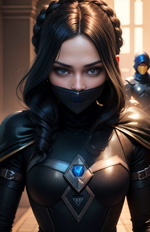alta qualidade, high resolution, conto de fadas moderno, protagonist a brilliant hacker homem, must rescue a wohomem who princess, preto muito lindo, cabelo encaracolado, olhos castanhos claros presos em uma torre, hacker homem uses only his knowledge of technology to rescue the princess, homem, black wohomem, hacker, princess, castelo, 4K resolution, lindo rosto negro, two characters homem and wohomem,  sombras perfeitas