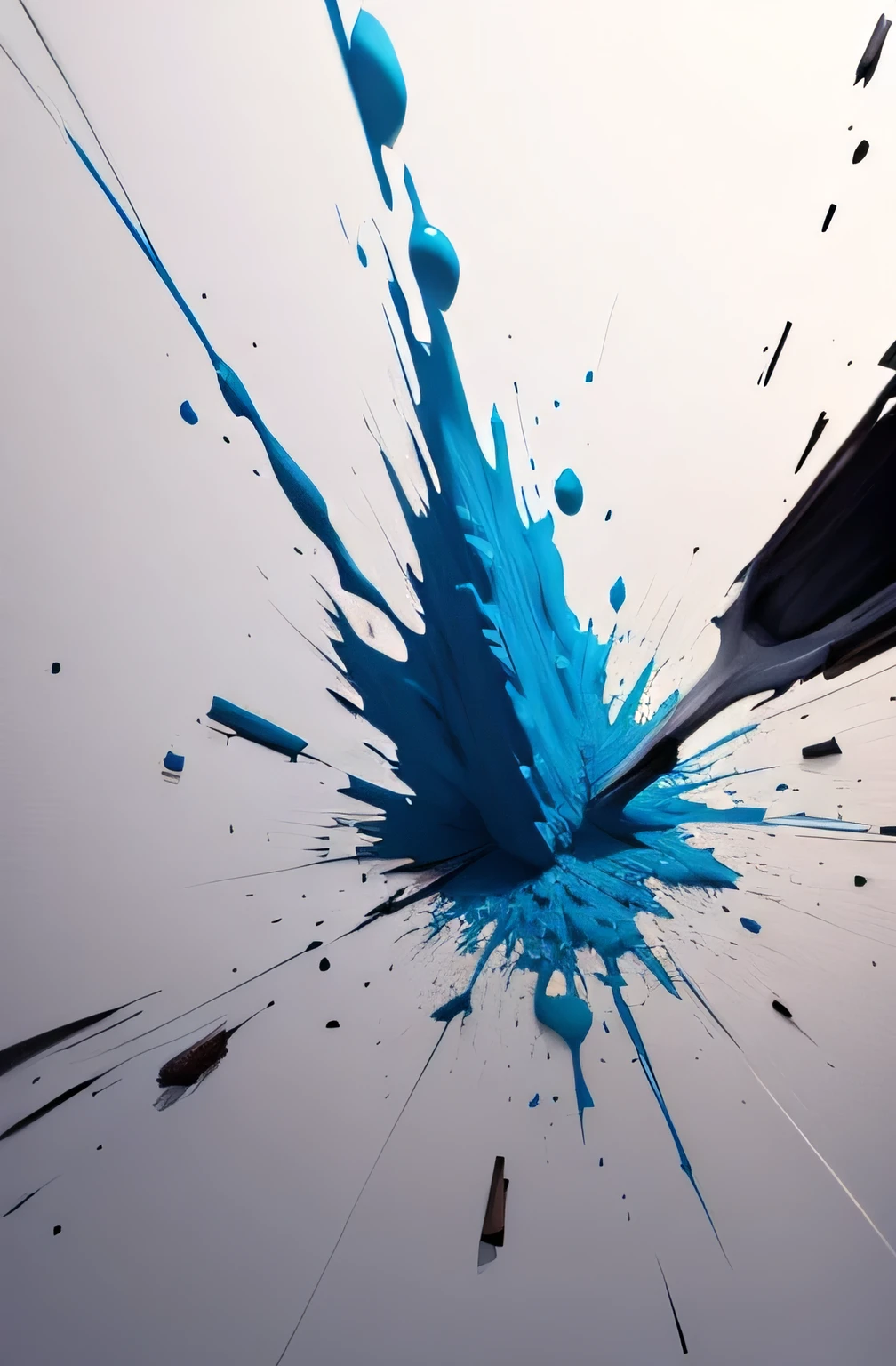 Only one paint exploding and spreading, true white background, no human, no shadow