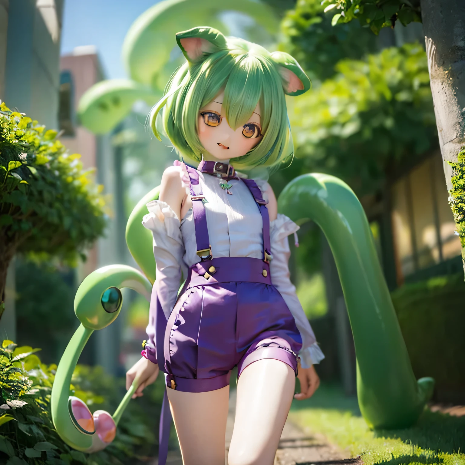 Detailed prompts for generating high quality images using the stable diffusion method are、:
(((((((chibi)))))))Use body shape
"(((city))), (Digital Art:1.1, High resolution, masterpiece:1.2), (Bright colors), (Confident expression), ((((a bit)))) letter, (Green Hair), A girl with a distinctive hairstyle and a zunda-like body, (Confident expression), ((((a bit)))) letter, (Green Hair), (White blouse), ((((8. Relaxing and surrounded by greenery))))) Proud face"Walking around the city
