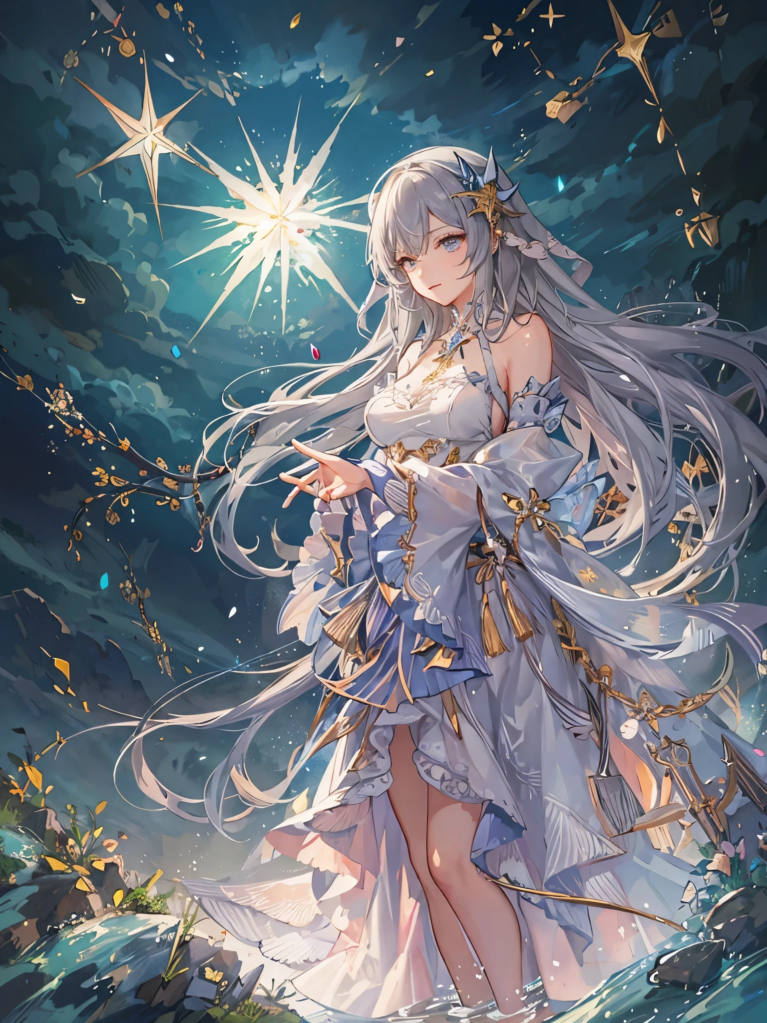 ((highest quality)),(Ultra-high resolution),(Very detailed),(Detailed Description),((The best CG)),(A masterpiece),Ultra-detailed art,Amazing drawing art,(Art with exquisite detail:1.5), Shining Star, dawn,