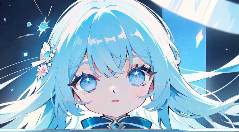 One girl、magical 、blue hairs、blue eyesagical Girl Costumeagic cane、​masterpiece、top-quality、Top image quality、cute little、magia、Using magic