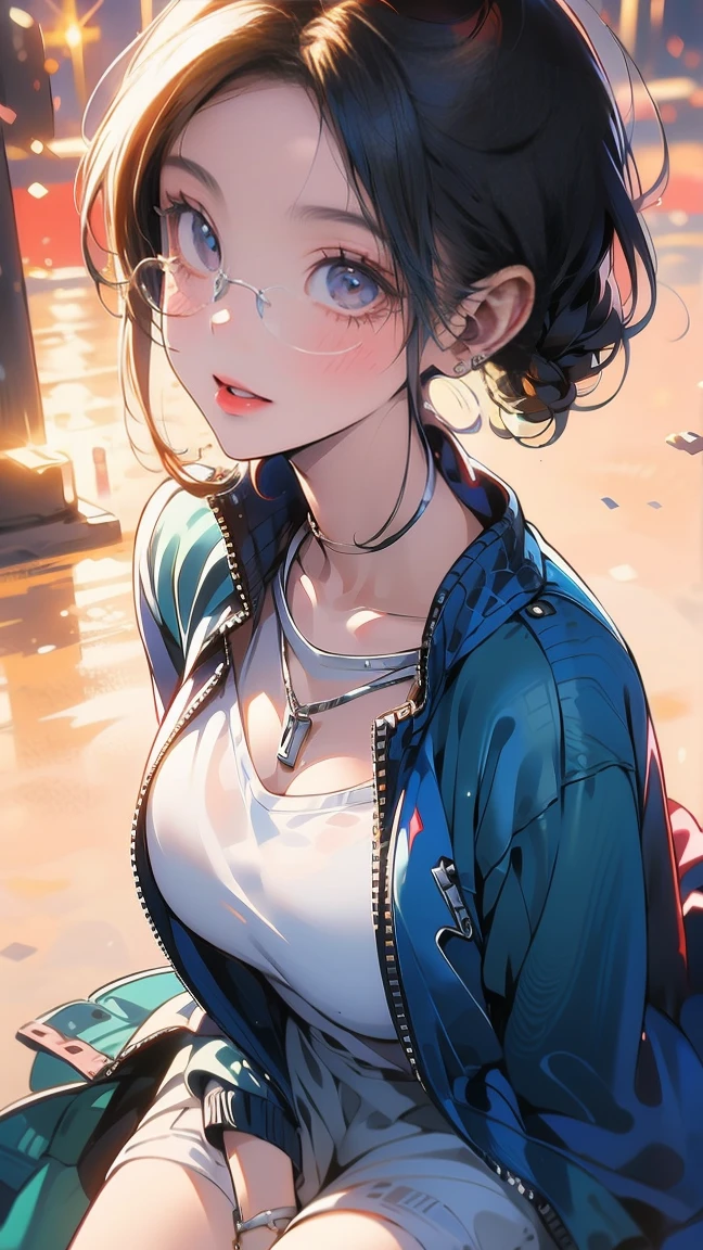 ((highest quality)), ((masterpiece)),High resolution (High Dynamic Range),Ray tracing, Super Resolution, (((anime screencap, black outline, Written boundary depth , written soft outline))), blur, bokeh, Maximum clarity and sharpness,Multilayer Texture,surface shading,Accurate simulation of light-matter interactions,Perfect Proportions,Two-tone lighting, White balance,8K, limit only one woman, BREAK beautiful hair, Beautiful Face, Beautiful and beautiful eyes, Beautiful body, Beautiful breasts, Beautiful thighs, Beautiful feet, Beautiful fingers, (Beautiful views) , breast enlarged, large breast, perky tits, (blush, 20 years, seductive adult woman , anime gyaru , Narrow eyes) , long hair, shortcut hair, pixie cut ,wind blowing hair,streaked hair, hair intakes, colored inner hair, BREAK (light green,white,light pink, spring-color-outfit:1.3), nail art, necklace, braidal ring wearing glasses, wearing a watch BREAK (((portrait, close up, cowboy shot, looking at viewer, \(face waiting for kiss\):1.3))), BREAK (sitting, a girl makeup In front of vanity table Mirror:1.3, natural make),BREAK flowers artwork, fashion magazine , circle icon