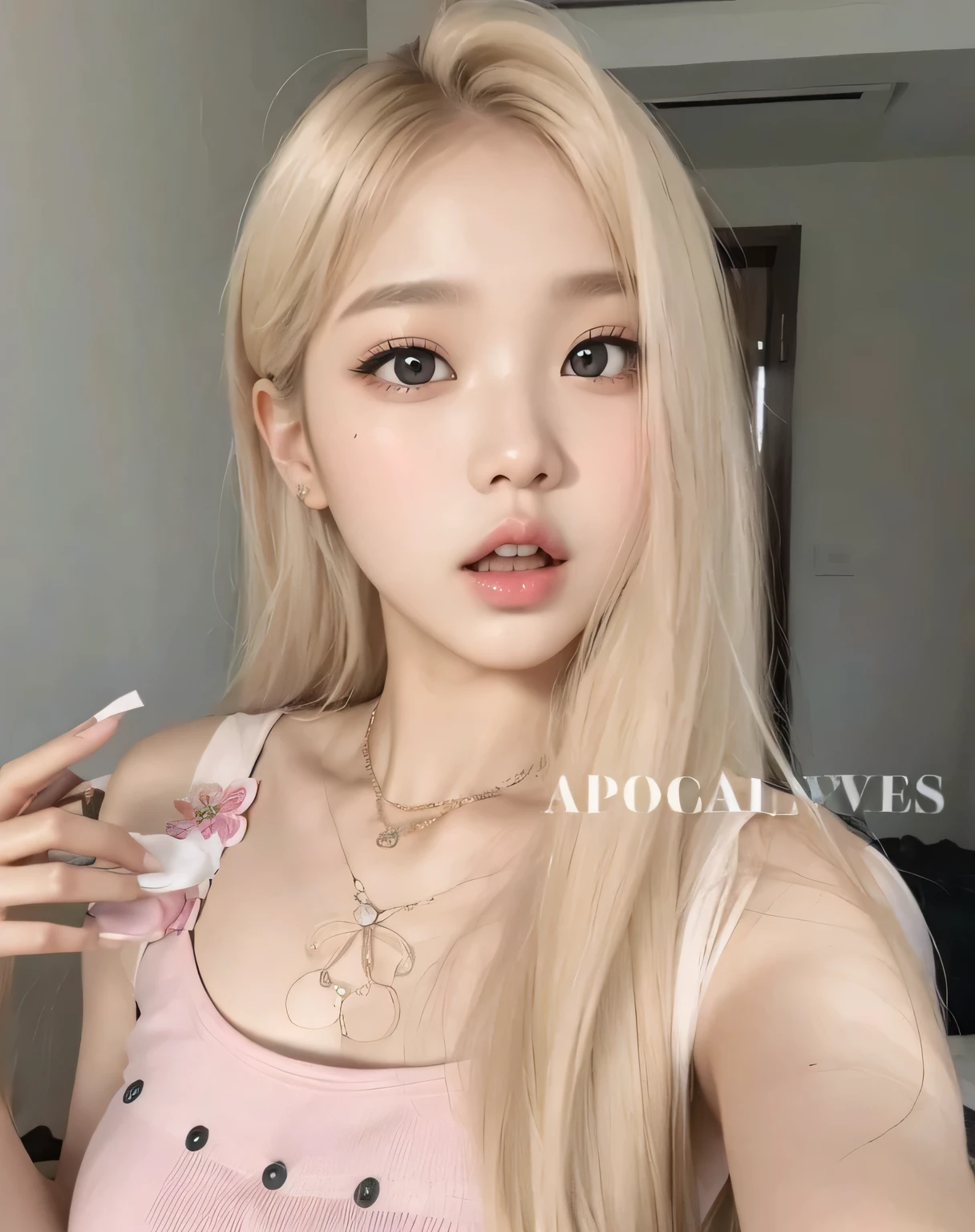 Cara de Wonyoung de IVE, foto realista, ultra high definition, 8k, grandes labios jugosos 