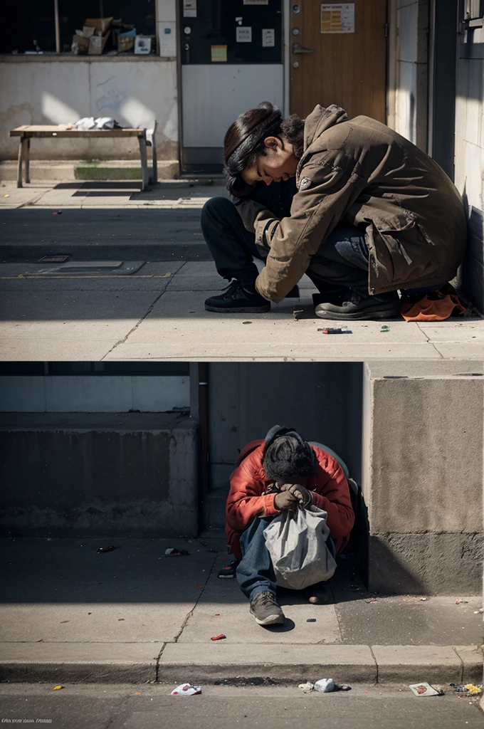 Design a poster on pollution, crime, homelessness.. and how to solve that