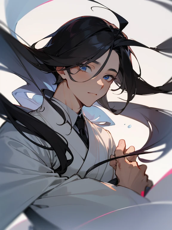 Ultra Detail,Haig Quality,sketch,1boy,matured male,Beautiful face,(Black center parting hair:1.3),Handsome men,Pearl skin,White short sleeved shirt,drooping eyes,japanese high school,Dynamic Angle,Japan Anime,