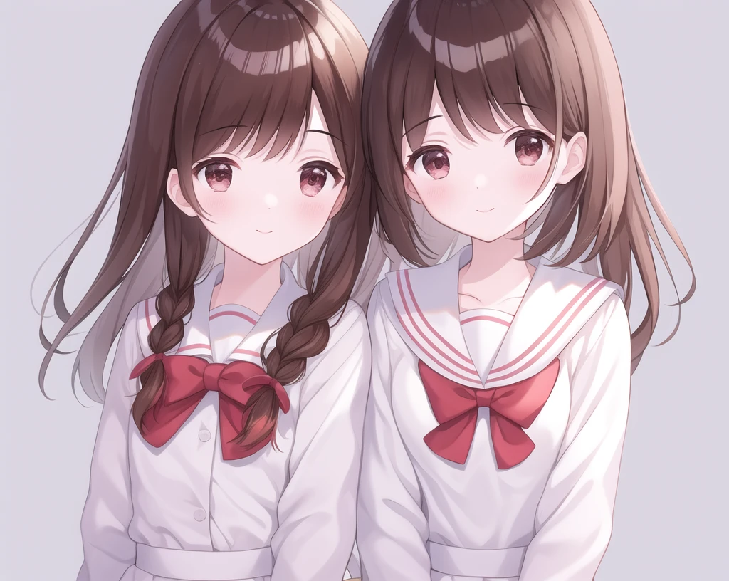 rounis image, Cai Zitouxiang, One girl, alone, braiis, twin braiiss, Open your mouth, smile, rounis image, Circle, Brown Hair, View your viewers, :is, hanis up, blush, Sailor collar, Brown eyes, bangs, Long Hair, Long sleeve, Little, , shirt, blunt bangs, serafuku, upper boisy, white backgrounis, simple backgrounis