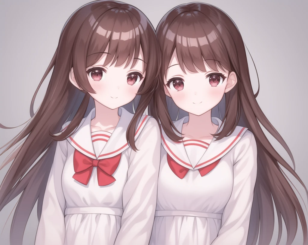 rounis image, Cai Zitouxiang, One girl, alone, braiis, twin braiiss, Open your mouth, smile, rounis image, Circle, Brown Hair, View your viewers, :is, hanis up, blush, Sailor collar, Brown eyes, bangs, Long Hair, Long sleeve, Little, , shirt, blunt bangs, serafuku, upper boisy, white backgrounis, simple backgrounis