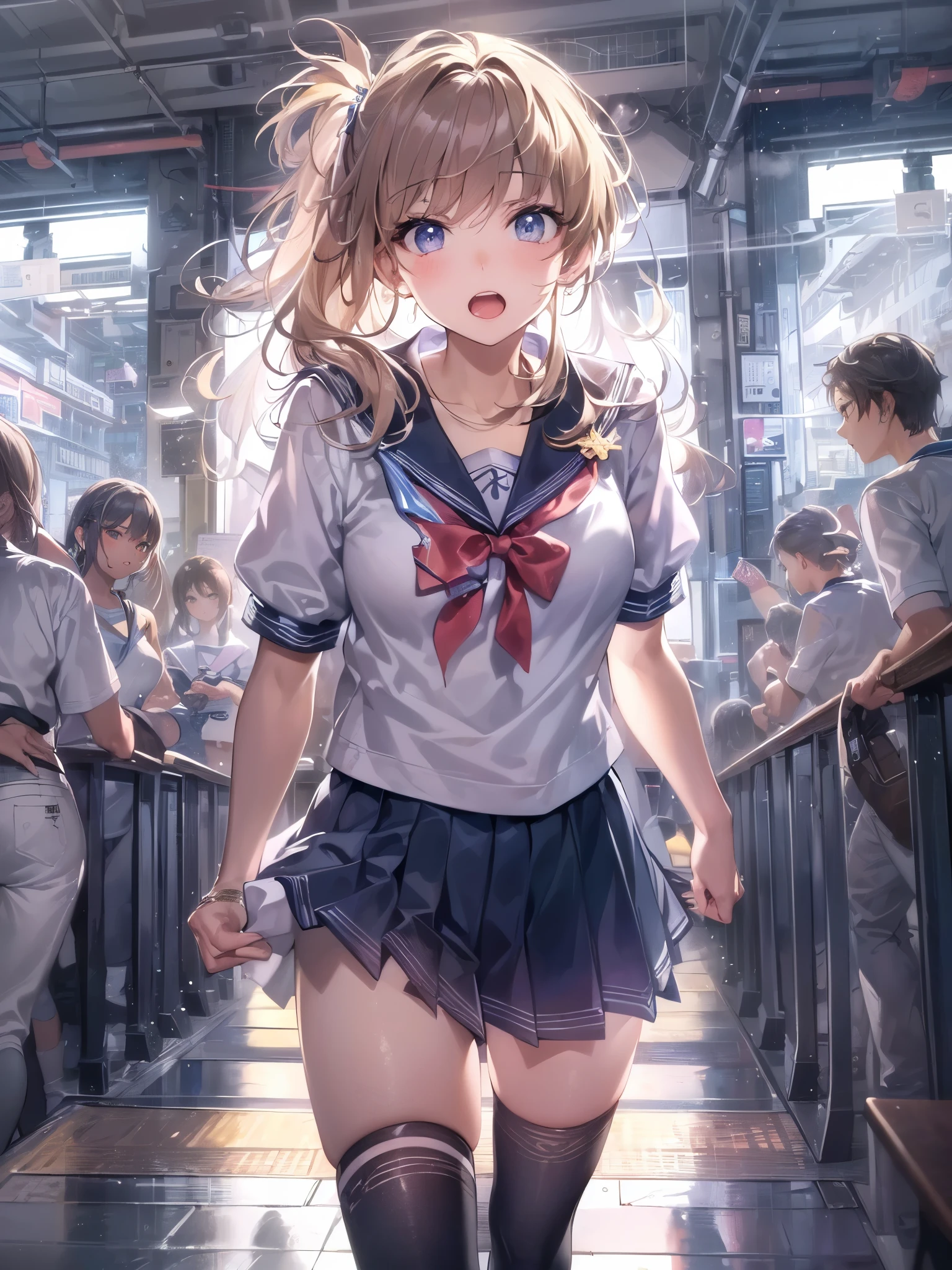 ((highest quality)),(Ultra-high resolution),(Very detailed),(Detailed Description),((The best CG)),(A masterpiece),Ultra-detailed art,Amazing drawing art,(Art with exquisite detail:1.5), (High school girl in short sleeve sailor suit:1.5), 