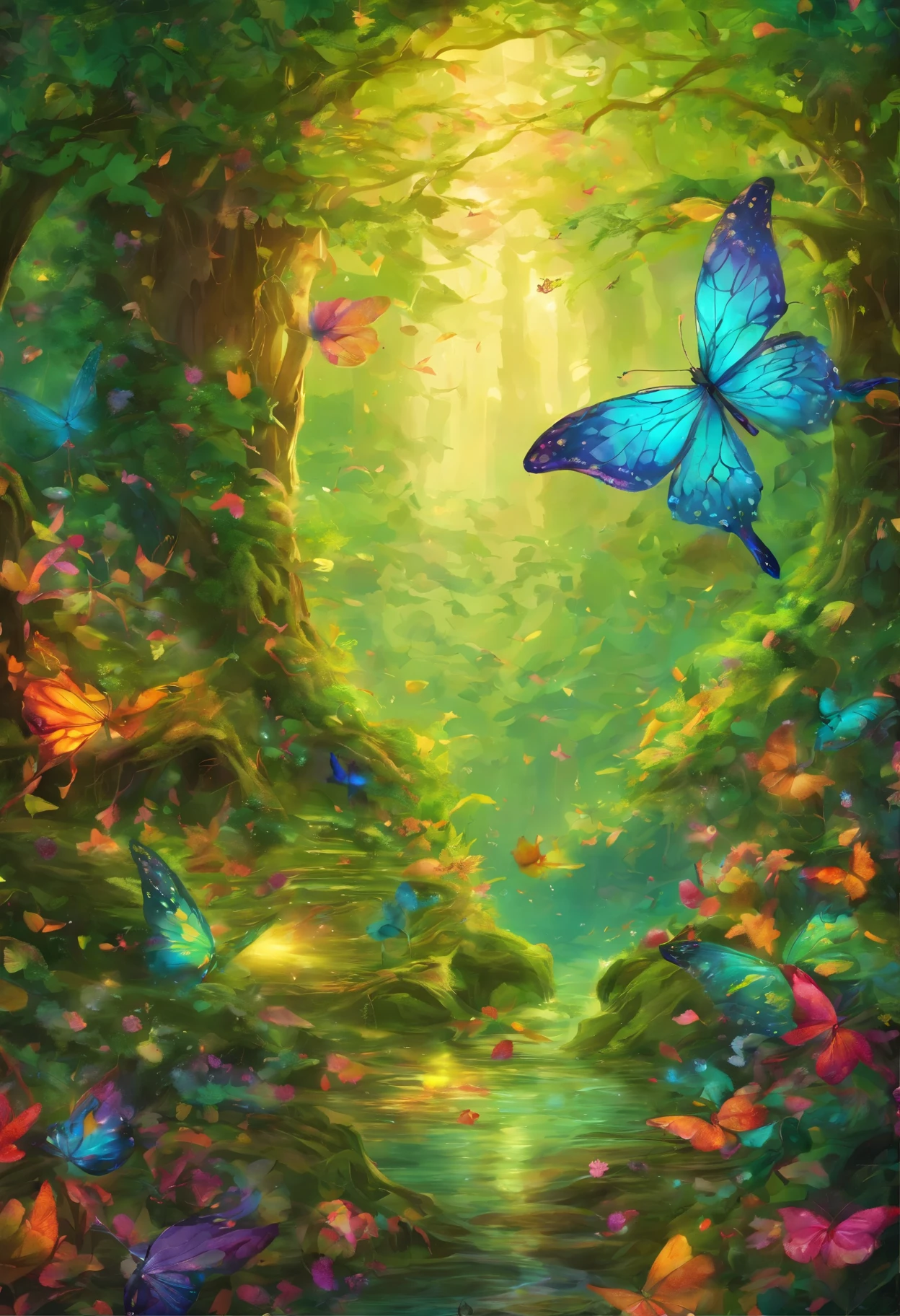 (highest quality,4K,8k,High resolution,masterpiece:1.2),Very detailed,(Realistic,photoRealistic,photo-Realistic:1.37),A forest spirit with glowing wings, Made of leaves and nature,Mysterious glow,Pure,Majestic,green,Dreamy environment,Magic enchantment,delicate and intricate leaf pattern,,Harmony with the surroundings,Sunlight reflected on the wings,Glittering in the dark,Calm and graceful posture,Evoking the forces of nature,A little sparkling dew on the wings,Soft and gentle color palette,An atmosphere of mystery and enchantment,A touch of magic in the air,Whispering wind and rustling leaves,Connection with trees and plants,A strong connection to the forest,Full of natural energy,Pure美しさと無邪気さ,evoke a sense of wonder and awe,Graceful and smooth movements,Natural and organic aesthetic,Heavenly and Spiritual Beings,Sunlight filtering through the forest canopy,Fairy-like features,Aura of Wisdom and Ancient,Enchanted、Untouched Forest Kingdom,step by step、Every time it flaps its wings, magic is born,Delicate and ephemeral,Illuminating the darkest corners of the forest,Close bond with forest animals and creatures,Peaceful and calm atmosphere,A deep sense of harmony between nature and the nymphs,Whispering the Secrets of the Forest,Each leaf is intricately designed、Full of vitality,An overwhelming sense of calm and serenity,A lively and playful spirit.