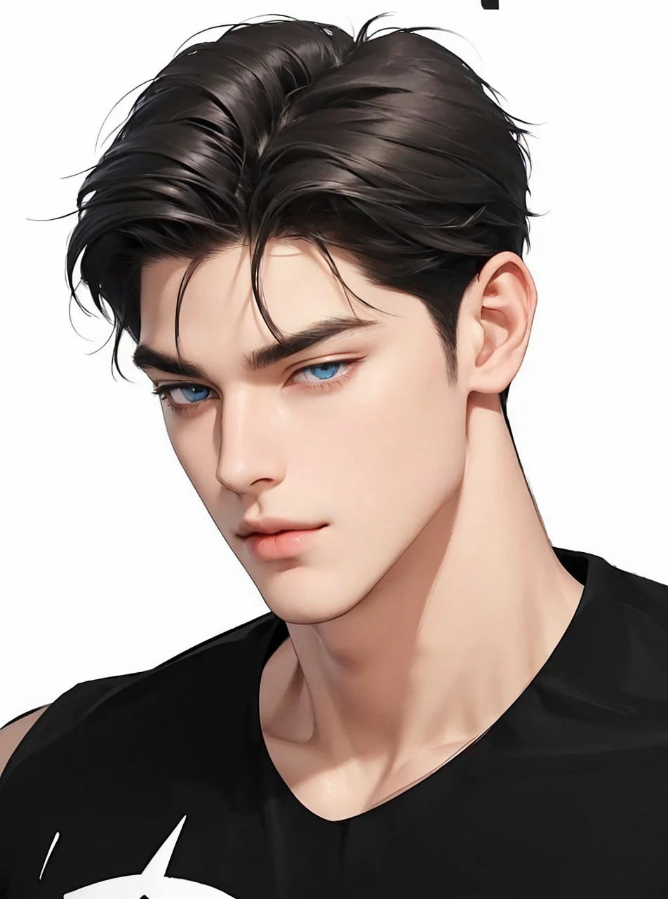 4k, high resolution, best quality, masterpiece, perfect color, perfect shade, perfect lighting, Posted by e621, ((portrait)), ((handsome man)), perfect male figure, Short hair details,chest muscles,abdominal muscles,Naked torso, Detailed face, perfect face, (stood up), Detailed background, ((Bonifasco Lighting)), (delicate eyes),(),black hair,