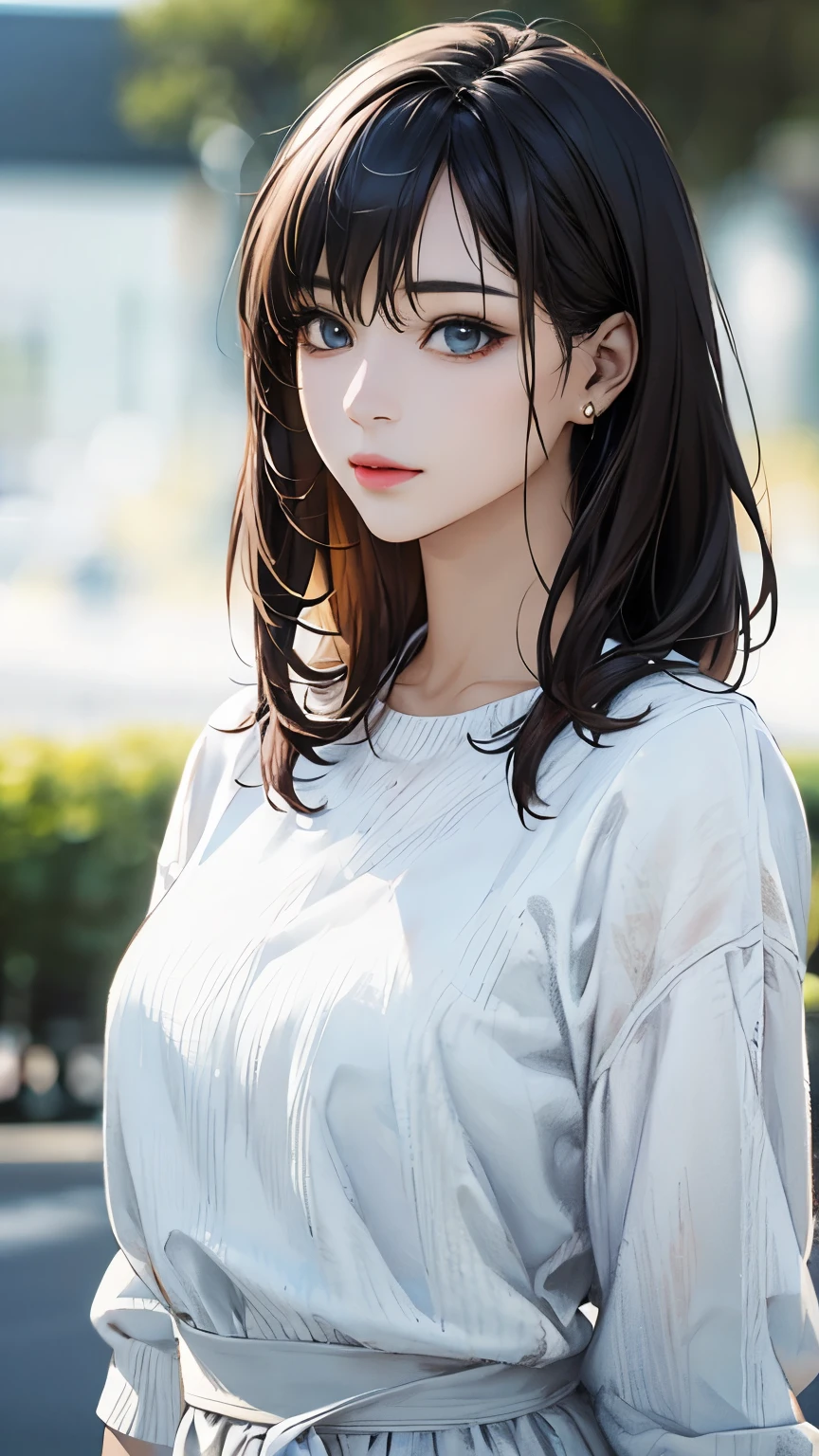 (hig彼st quality、8k、32k、masterpiece)、(Realistic)、(Realistic:1.2)、(High resolution)、Very detailed、Very beautiful face and eyes、1 girl、Delicate body、(hig彼st quality、Attention to detail、Rich skin detail)、(hig彼st quality、8k、Oil paint:1.2)、Very detailed、(Realistic、Realistic:1.37)、Bright colors、Full Body Shot, (Casual Fashion)