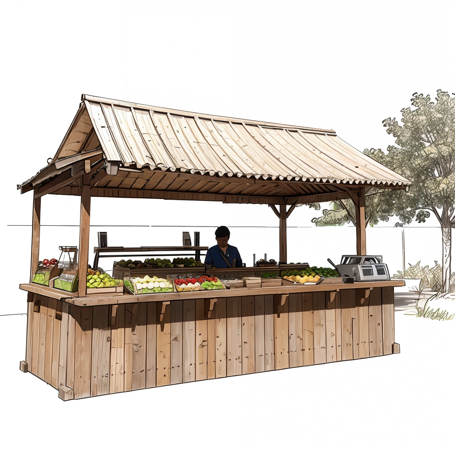 Sketch of a production Area of a small fruit mix stall