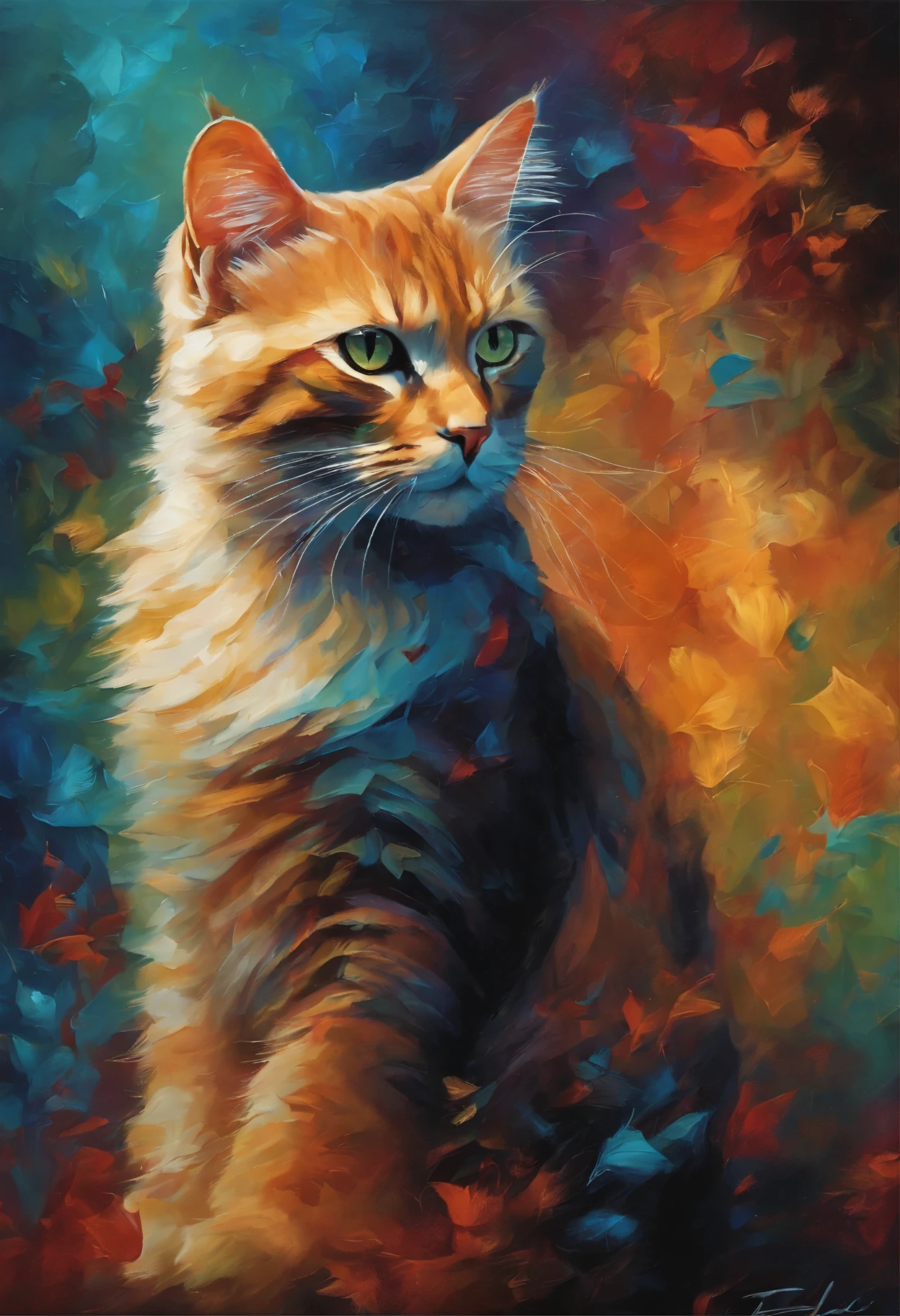 Cat, Abstract art.