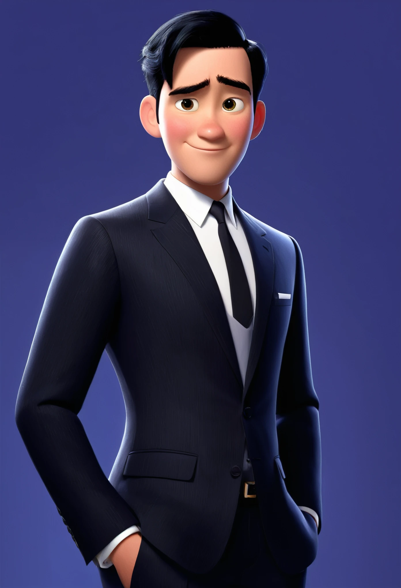 Disney Pixar Black Hair Short Hair Handsome suit bad