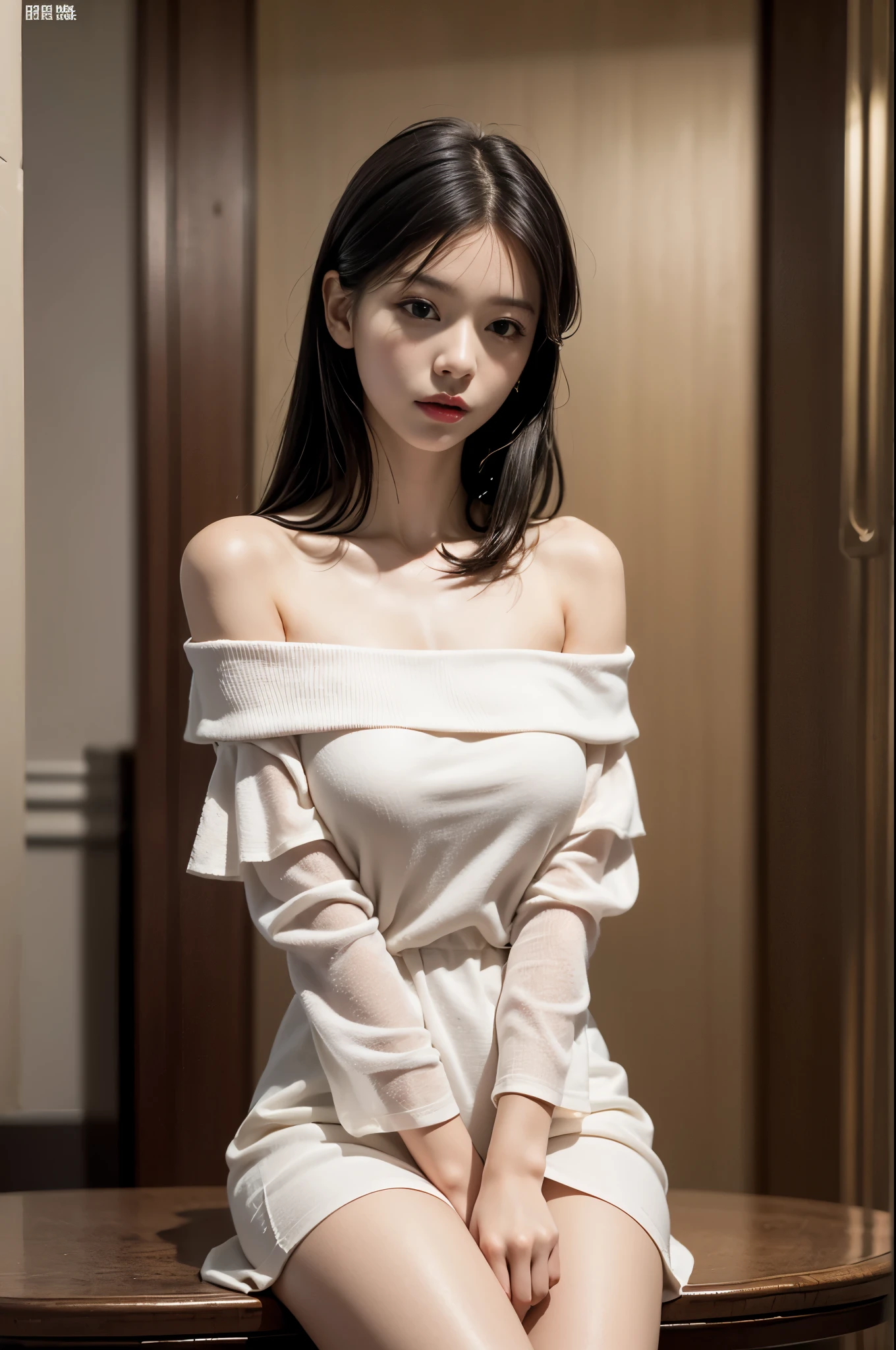 (古城のベンチにSitting女の子),Bright expression、Young and shiny white glossy skin、Best Look Rondo Reflective Light、(Shiny bright golden white hair,)、Shiny beautiful bangs、輝くクリスタルクリアな魅力的な大きな青いeye、A very beautiful and lovely 16 year old girl,緻密で美しいeye, Beautiful and detailed nose,(( whole body:1.5)),eye元を強調するメイク、,(A woman like Joan of Arc)、Royal Style,Comic book style, , Scattered under the surface, Gorgeous details, Nature background, Super huge breasts, ((Cinematic)), Dramatic lighting, Tabletop、((Sheer off-the-shoulder white shirt dress:1.4))、(Loosening perm:1.4)、1 girl、((Long Bob Hair:1.3))、Ultra Realistic 8k CG, 絵に描いたようなperfection顔, perfection, clean, Tabletop, Professional artwork, Famous works, perfection顔, Beautiful Face, 美しいeye, ((perfection女性の体)), alone,(Immersive atmosphere, Chiaroscuro:1.5,Bright light:1.2,Bright lighting),(blush:0.5),Attractive look,Very detailed_eye,Thick thighs,big,Beautifully detailed backgrounds,Written boundary depth,Realistic:1.3, Long Shot,Sitting, whole body, (Zhou Haoguang:1.3),(Cinematic composition:1.3),(Neon Light:0.1),(Hmph:0.1),Accent lighting, pantyhose,(Old European castles are hazy in the background)