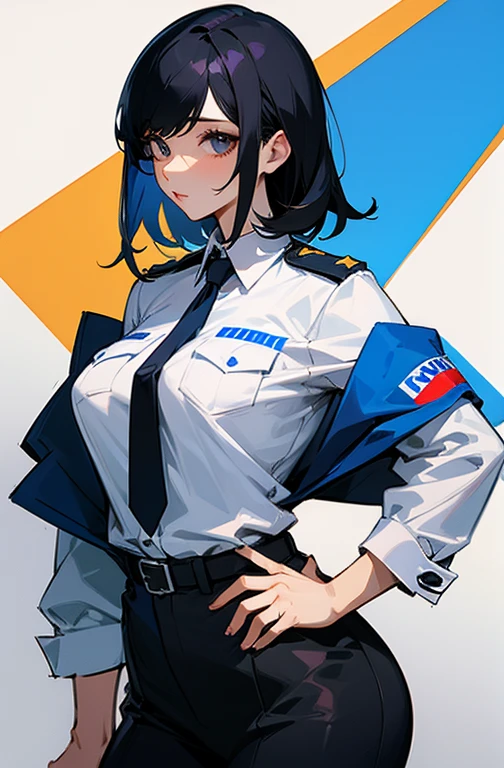 Cool women、sexy、model、Black Hair、policewoman、