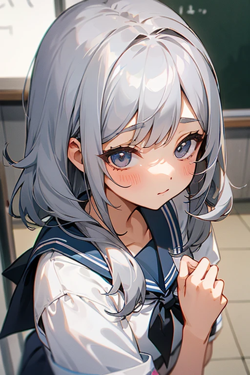 Gray Hair、cute、beauty、School Girl、