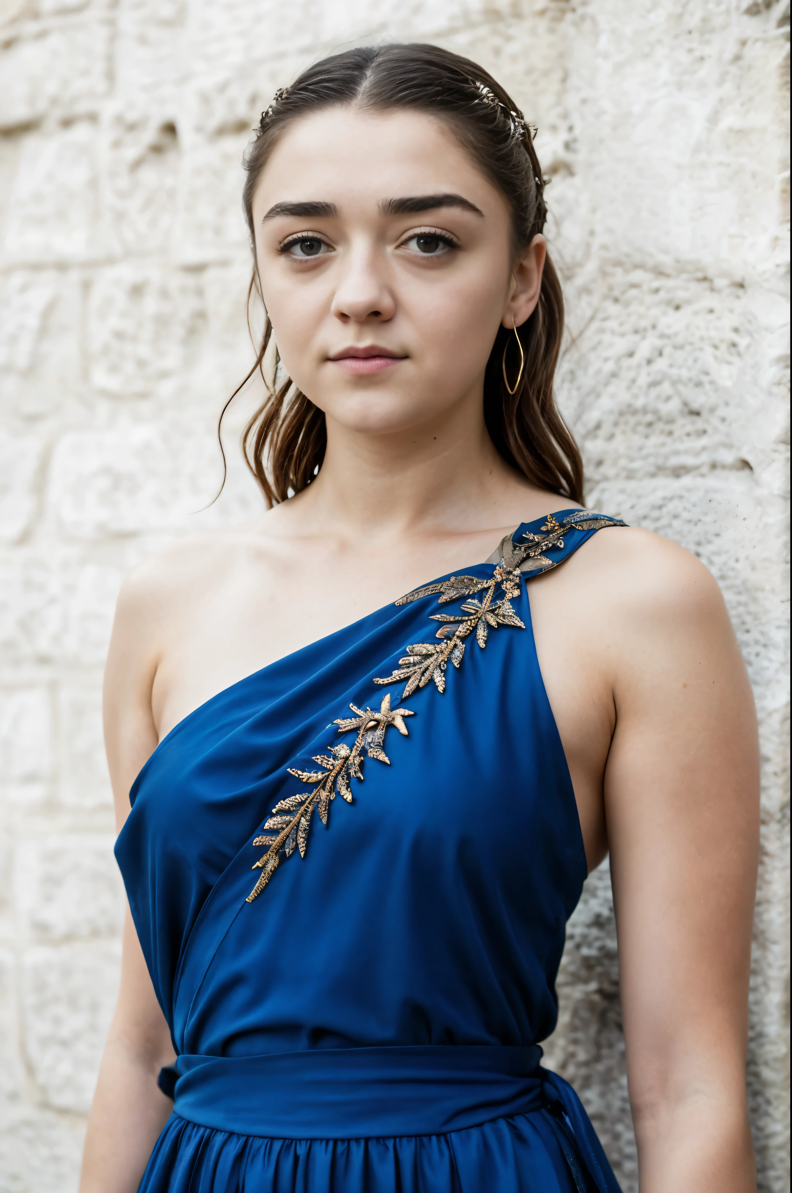 Foto RAW, RAW photograph of Maisie Williams, Arya Stark, Extremely gorgeous lady, Arya Stark PLAYED BY MAISIE WILLIAMS, Queen Arya Stark, she  a mature woman now, milf, sexy mediaeval battle dress, gladiator woman, body, 40 years old Woman, body revealing costumes, perky breast, skin pores, big natural breast, erotic costumes, lusty physique, seductive figure can capture every people's attention, Game of thrones costumes, revealing captivating figure, Mediaeval costumes, revealing clothes, A tomboy, she would rather fence than dance, warrior queen , game of thrones screen caps, Game of Thrones Series, (pele altamente detalhada: 1.2), 8k UHD, DSLR, soft-lighting, alta qualidade, grain of film, Fujifilm XT3, flawless picture, highly detailed, detailed Beauty, intricate, 32k, sharp picture,