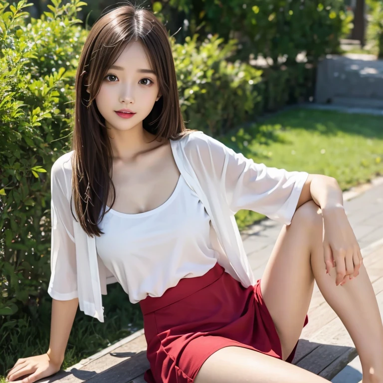 one person、cute、Straight Hair、whole body、Small breasts、Inviting feeling、Summer clothing、skirt