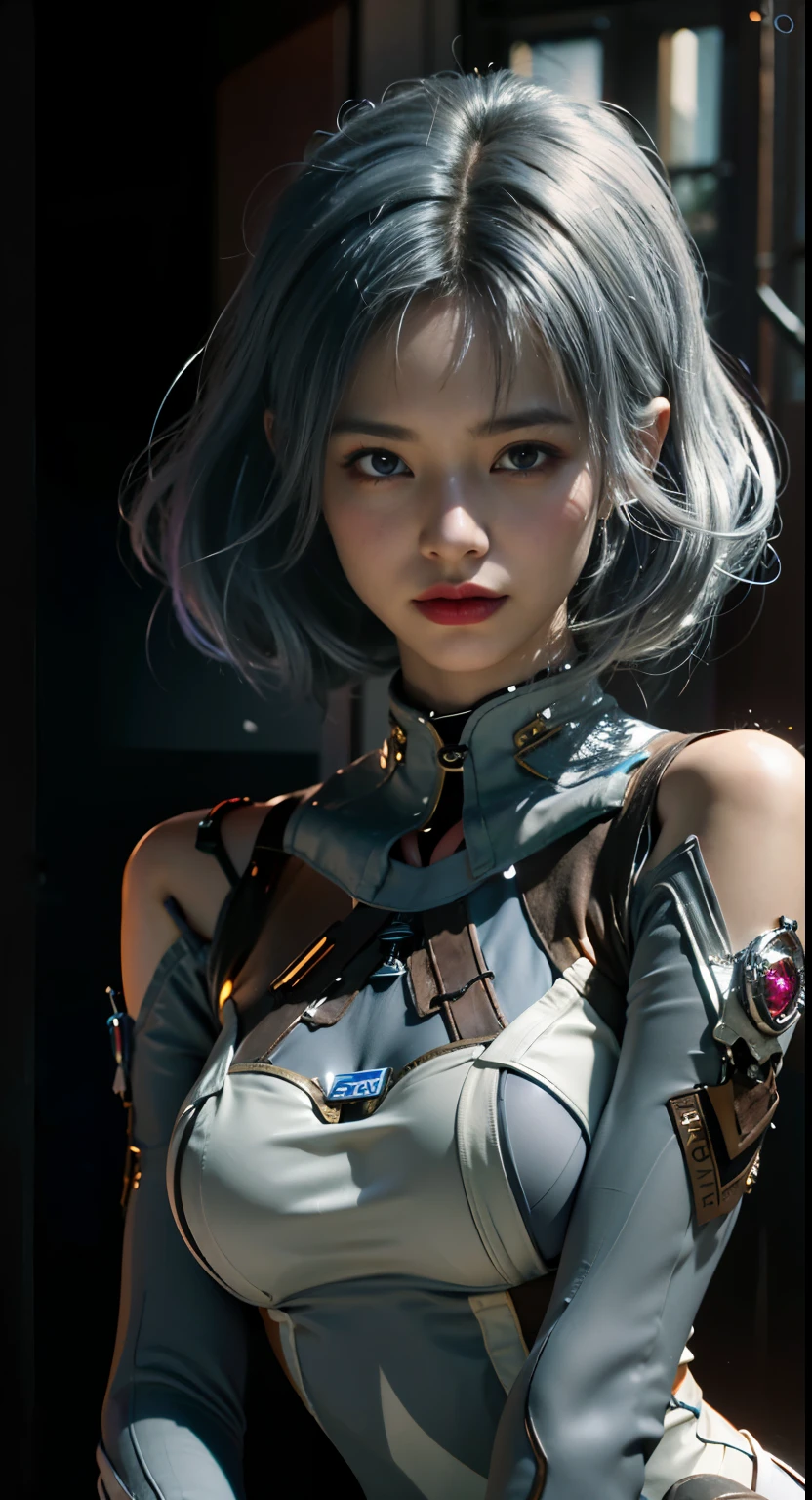 (8k, 4K, highest quality, High resolution, 超High resolution:1.1), (masterpiece, Realistic, photo-Realistic:1.1), One girl, face, close, Twin tails, Blonde, Iris, Red lips, (Look at the audience:2),Absurd long hair,Light silver hair color,Purple Eye