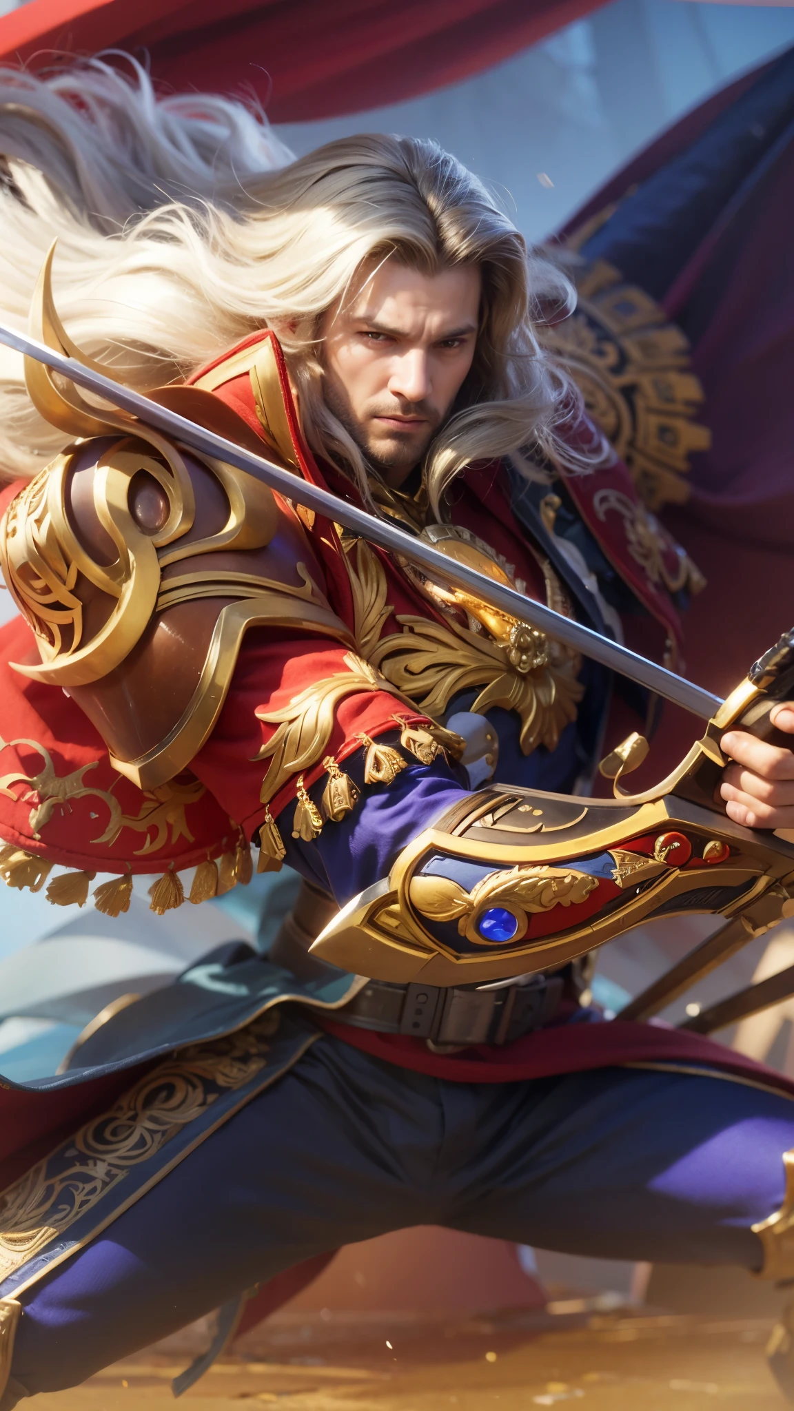 a man with a sword, high detail, official splash art, 4k quality, realistic detail