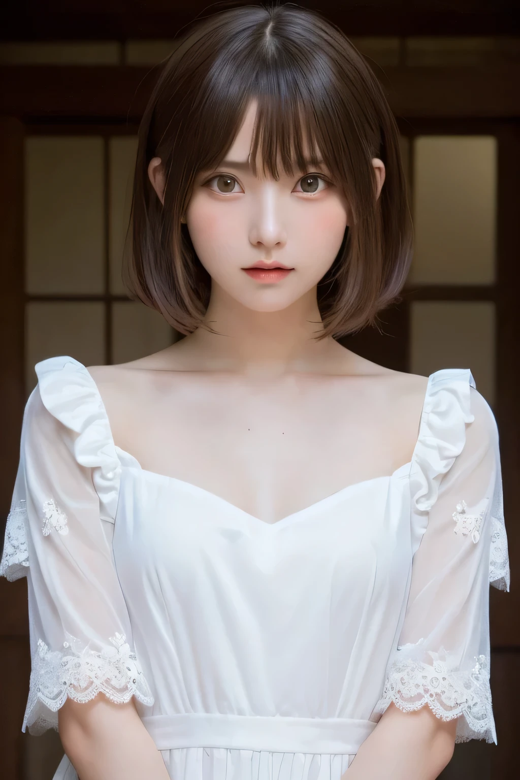 masterpiece, highest quality, one girl, (bishojo, Cosplayers:1.3), (16 years old:1.2), extremely fine-grained clarity, (symmetrical eyes:1.3), (alice and the pirate fashion, delicate and beautiful dress:1.2), (dress with delicate lace, soft fabric), no makeup, brown eyes, parted bangs, brown hair, (Eye and face details:1.0)