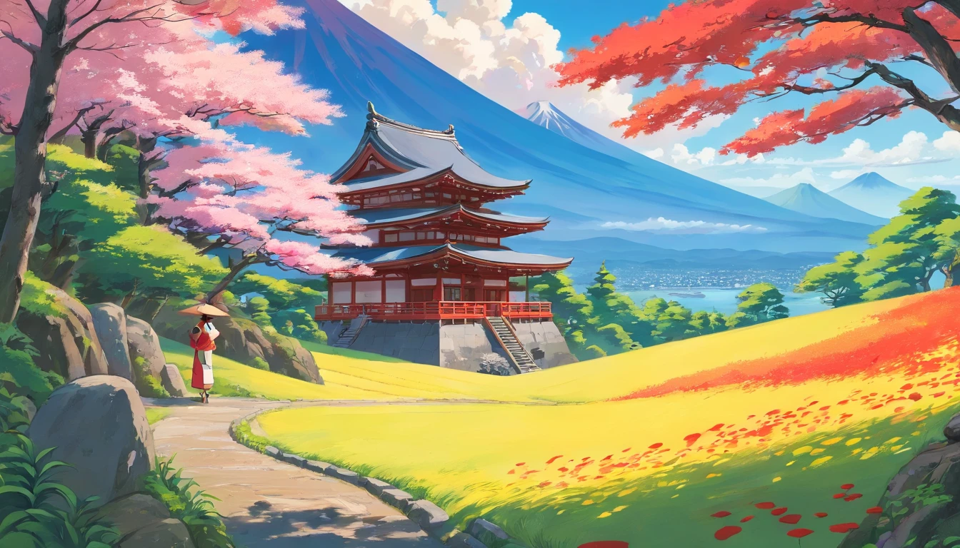 Good old Japan landscape,Fuji Mountain,Maiko,