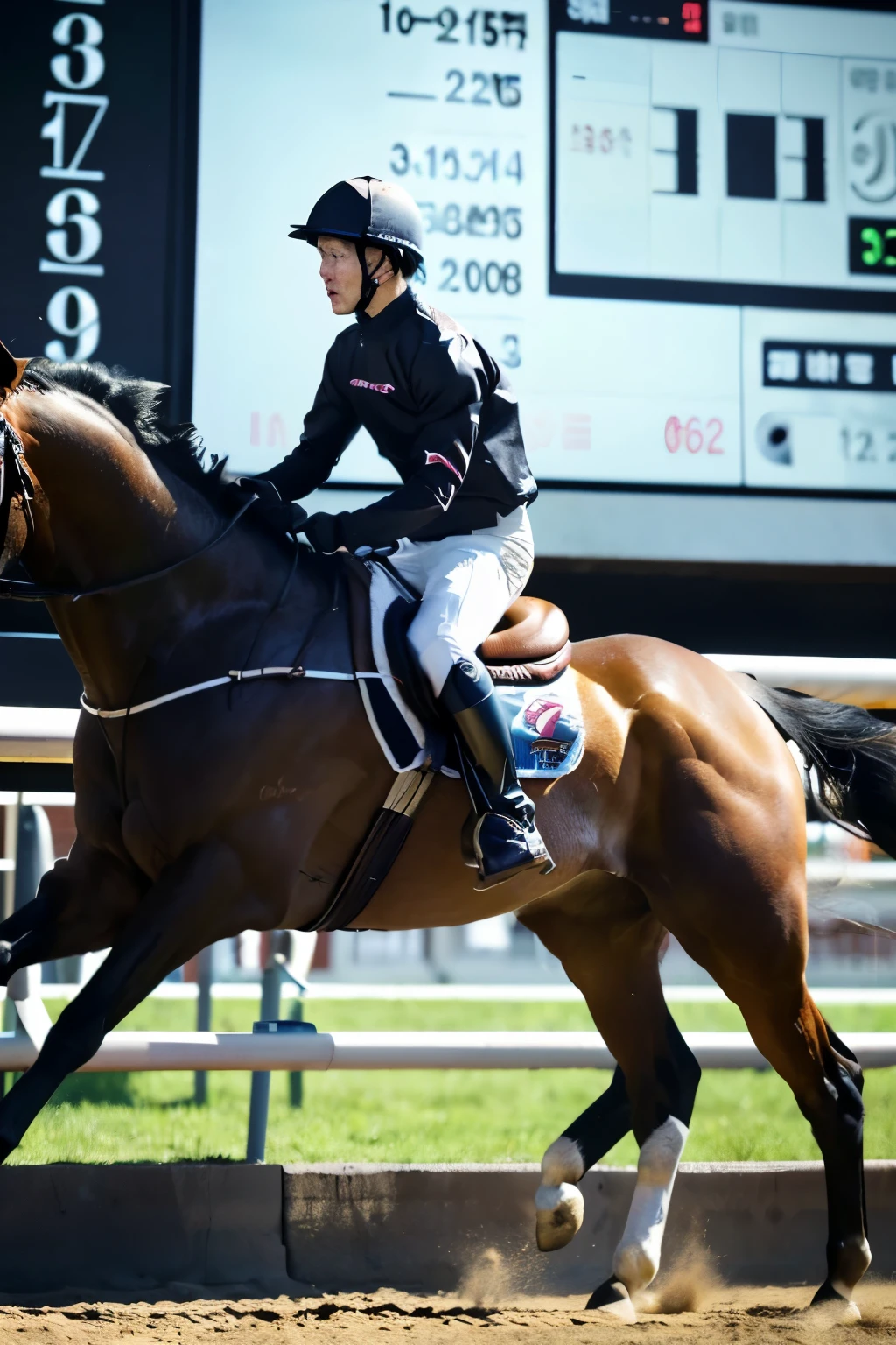 ((masterpiece)), (Cinematic aesthetics)(The jockey is removed)Digital Chronos Horse:This horse is synchronized with the clock.、Digital numbers are engraved on his body.、The sound of hoofs makes us feel the passage of time.、The image of time advancing with each movement。