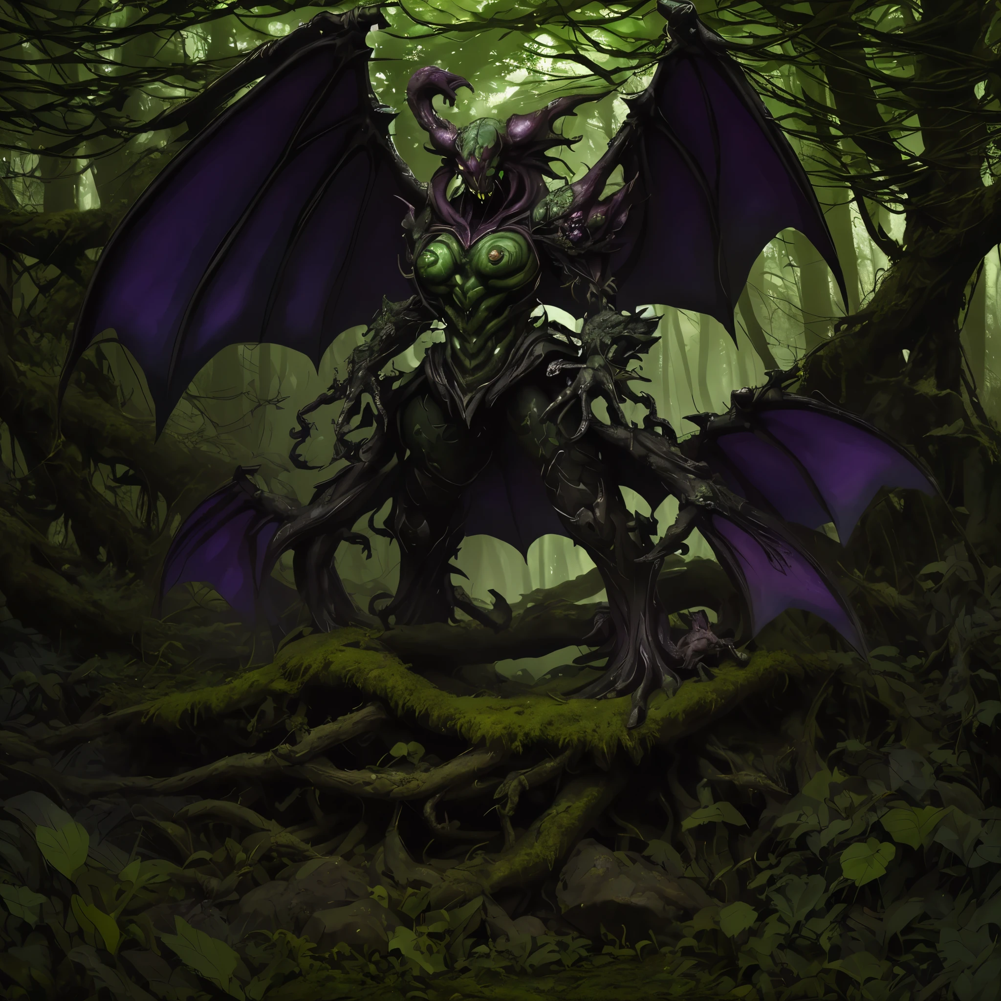 (best quality,highres:1.2),(realistic:1.37),ultra-detailed,a creepy toad,enormous in size,brightly colored,stalks through an ancient forest,tentacle tongue,thick and slimy skin,dark,ominous atmosphere,gloomy shadows,misty fog,gnarled trees,twisted branches,moss-covered rocks,dappled sunlight,unearthly glow,spooky ambiance,dense undergrowth,crunching leaves underfoot,haunting presence,unsettling silence,distant whispers,Cthulhu-like creature,mythical world,mysterious aura, Villainess

