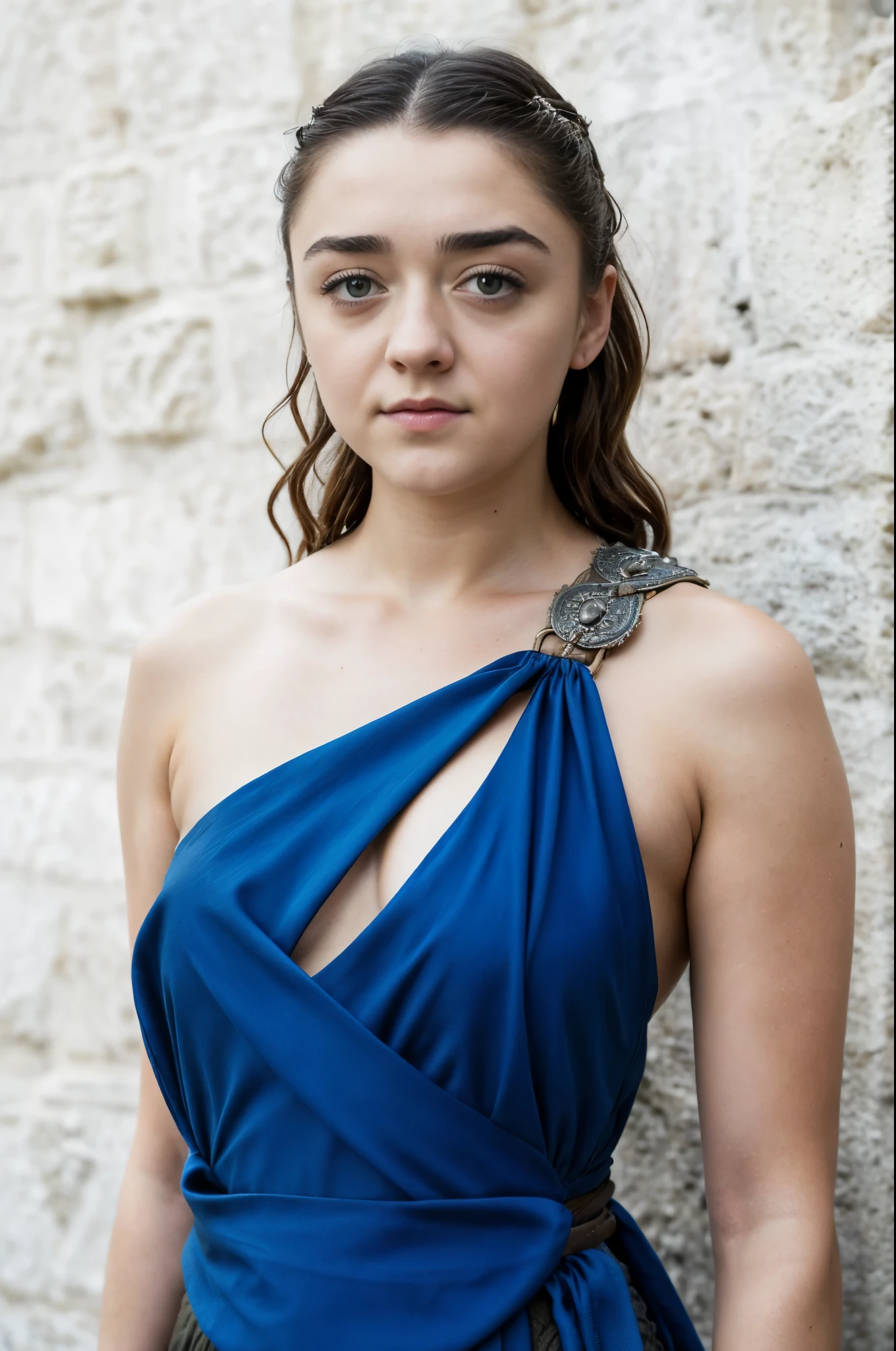 Foto RAW, RAW photograph of Maisie Williams, Arya Stark, Extremely gorgeous lady, Arya Stark PLAYED BY MAISIE WILLIAMS, Queen Arya Stark, she a mature woman now, milf, sexy mediaeval battle dress, gladiator woman, body, 40 years old Woman, body revealing costumes, perky breast, skin pores, big natural breast, erotic costumes, lusty physique, seductive figure can capture every people's attention, Game of thrones costumes, revealing captivating figure, Mediaeval costumes, revealing clothes, A tomboy, she would rather fence than dance, warrior queen , game of thrones screen caps, Game of Thrones Series, (pele altamente detalhada: 1.2), 8k UHD, DSLR, soft-lighting, alta qualidade, grain of film, Fujifilm XT3, flawless picture, highly detailed, detailed Beauty, intricate, 32k, sharp picture,