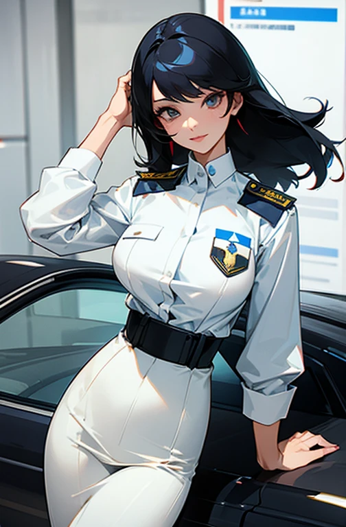 Cool women、sexy、model、Black Hair、policewoman、