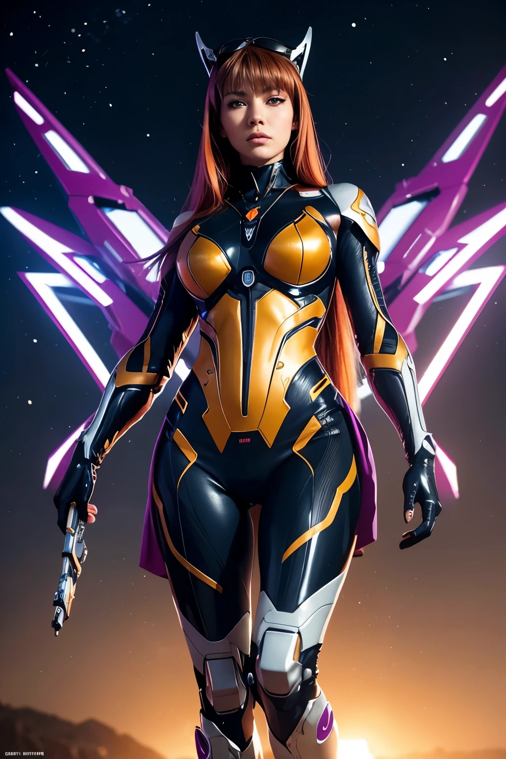RAW, Best quality, high resolution, Masterpiece: 1.3), Sleek Female Mech Fusion of Transformers, Evangelion, and DC Comics Vixen,

Masterpiece: 1.3, Beautiful and intricately detailed fusion of Transformers' robotics, Evangelion's humanoid design, and Vixen's vibrant aesthetics,

Sleek Female Mech, Realistic, 1entity, Vixen's iconic Mari McCabe costume integrated into the mech's design,

Metallic exterior with glowing, translucent accents, Vixen's animal powers