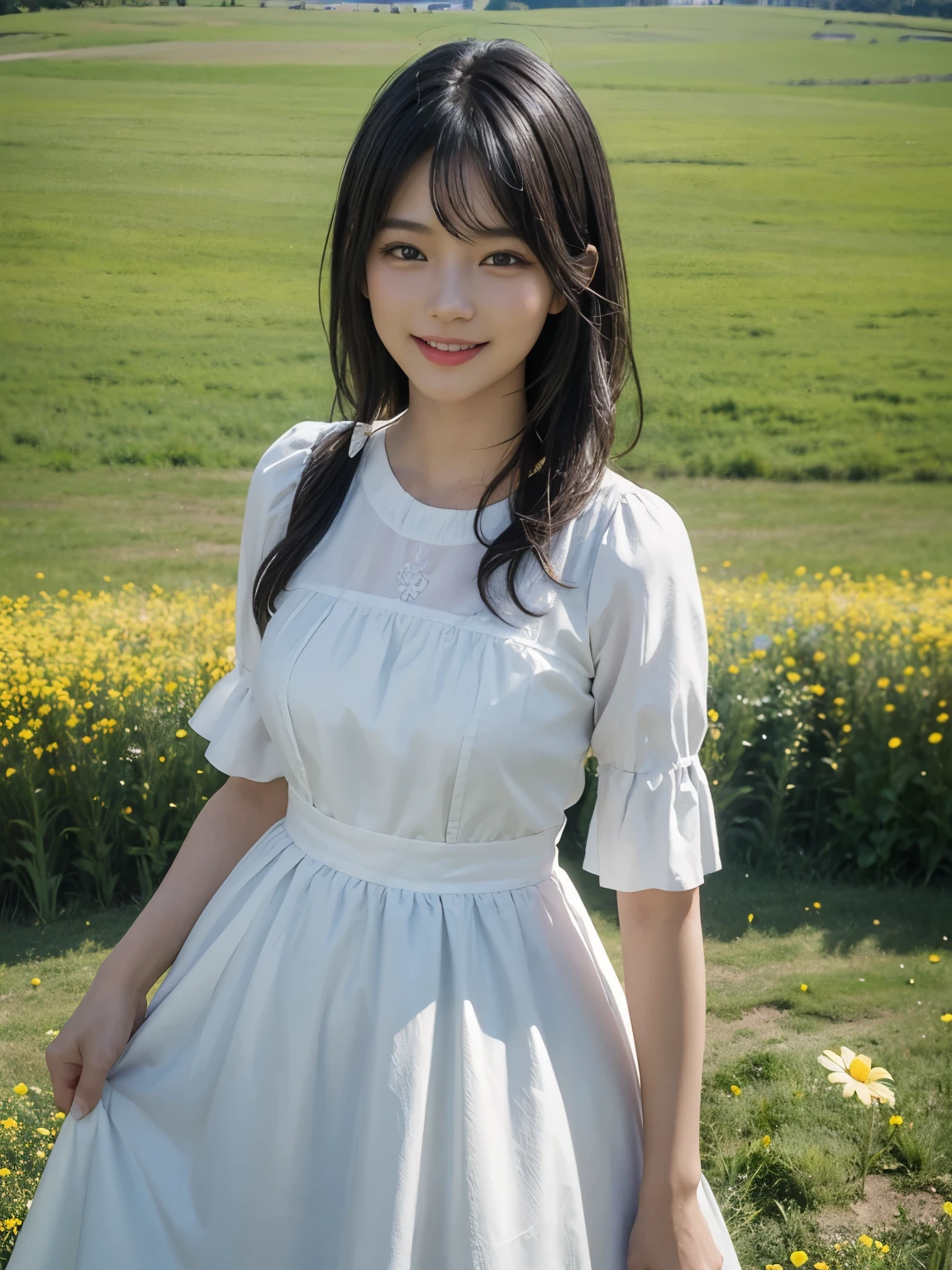2. Fluffy Short-sleeved Dress: Fresh and Sweet
If you want to look more playful and cute, this fluffy style will make you feel even happier: the A-line silhouette can better hide and accentuate your body shape problems, while the soft and cute colors and fluffy skirt hem can further highlight a woman's romanticism. This combination is the most comfortable to wear in summer.