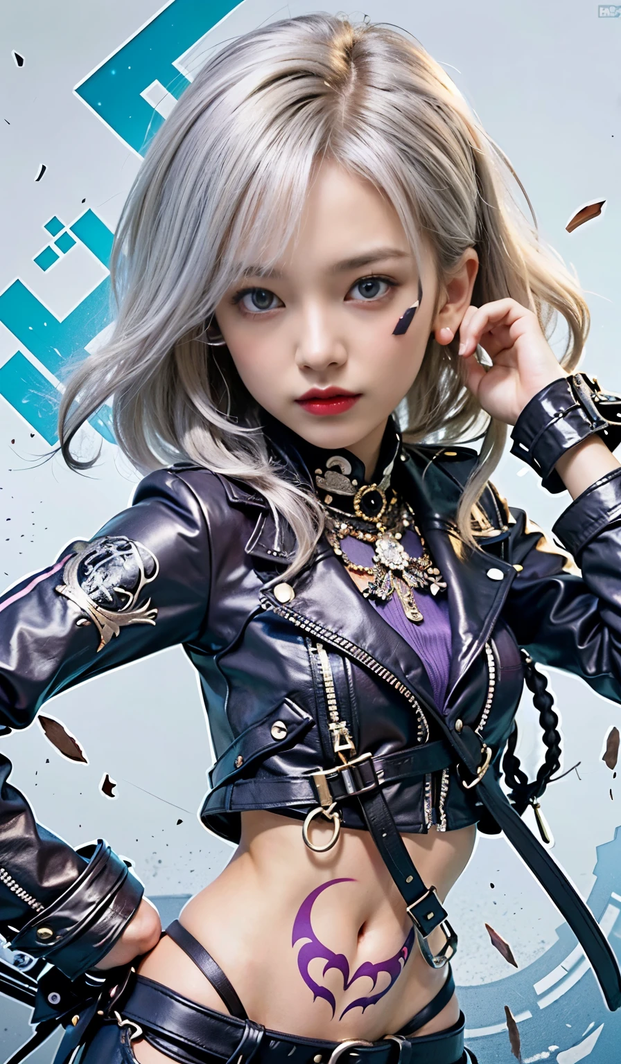 (8k, 4K, highest quality, High resolution, 超High resolution:1.1), (masterpiece, Realistic, photo-Realistic:1.1), One girl, face, close, Twin tails, Blonde, Iris, Red lips, (Look at the audience:2),Absurd long hair,Light silver hair color,Purple Eye